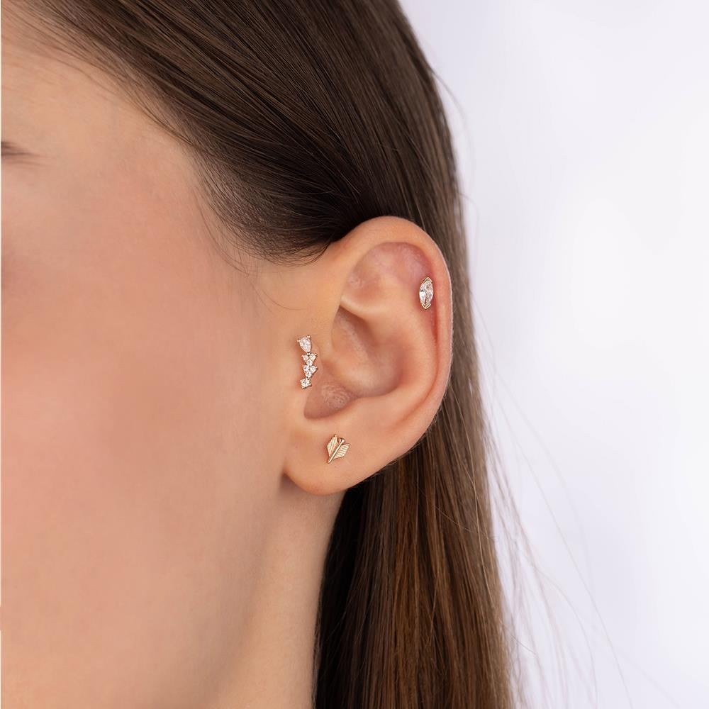 Büyük Oval Taşlı Tragus Küpe