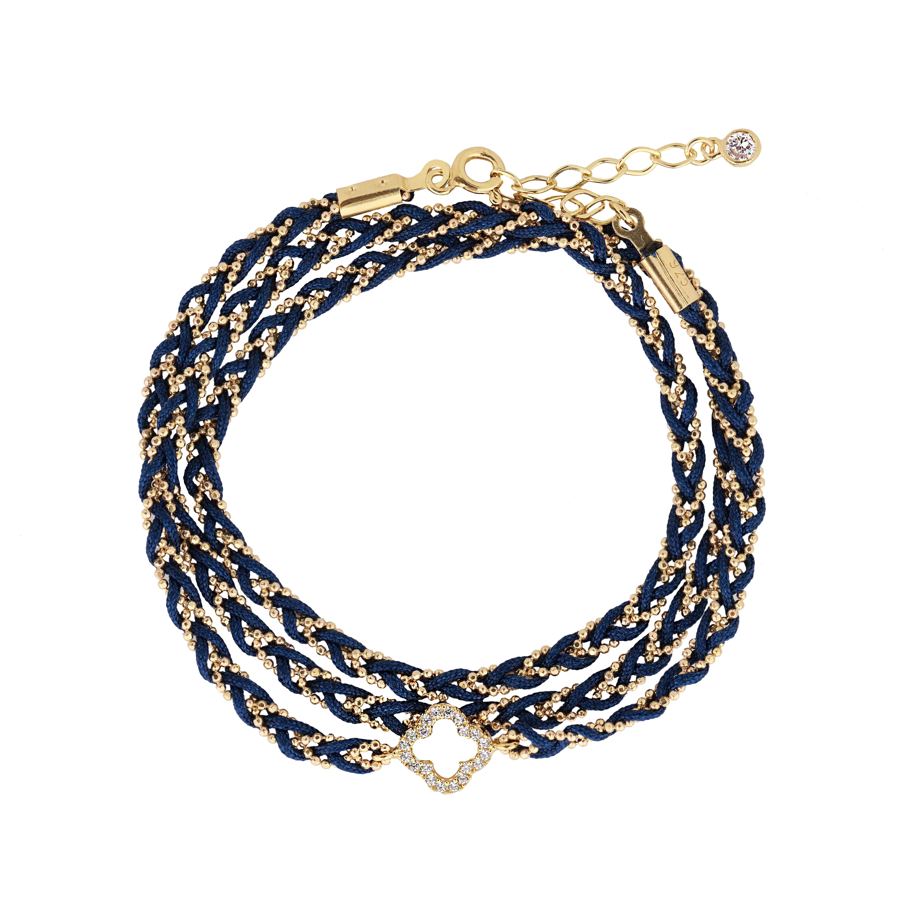 Yonca Üç Sıra Örme Detaylı Gümüş Bilezik