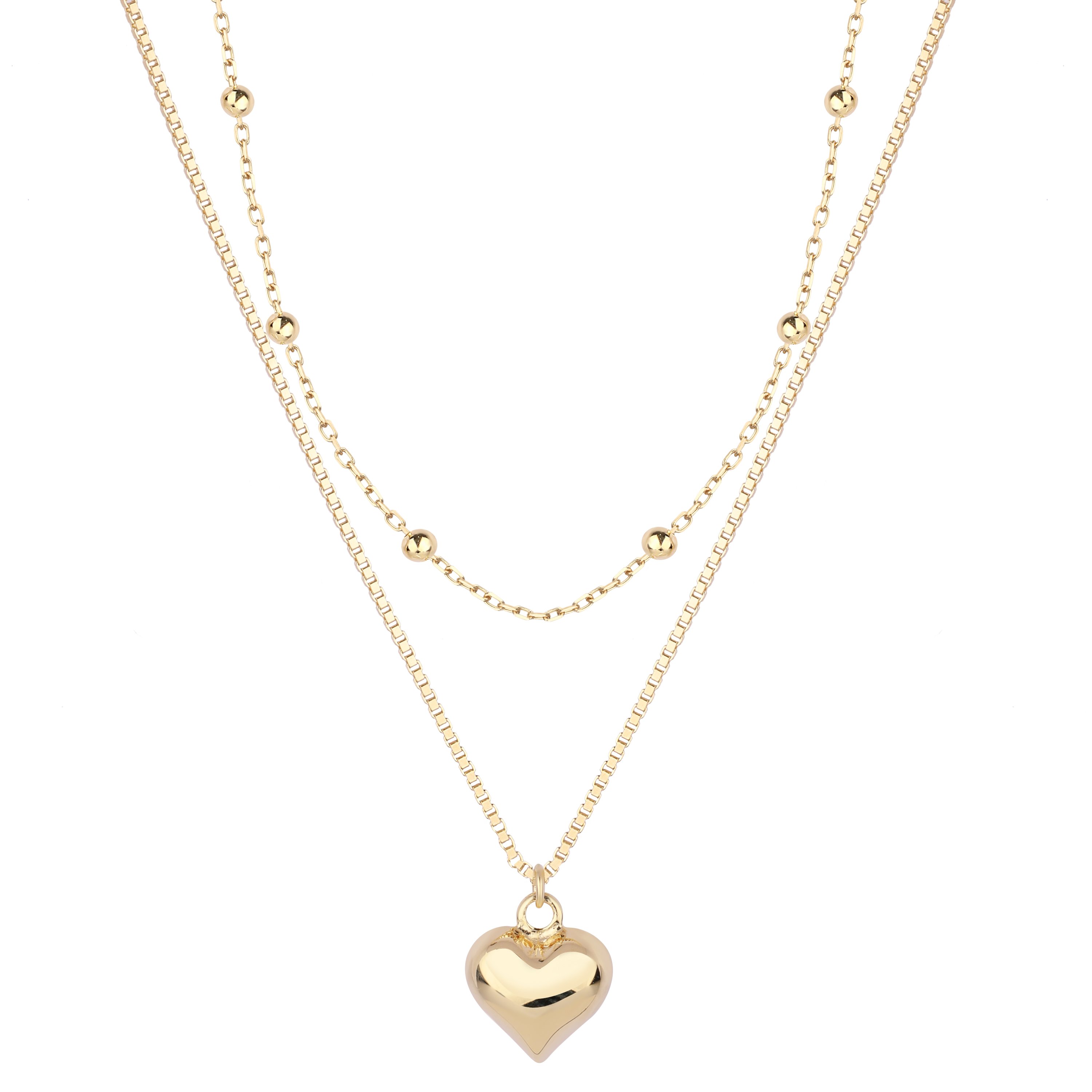 Eterna Double Chain Heart Necklace