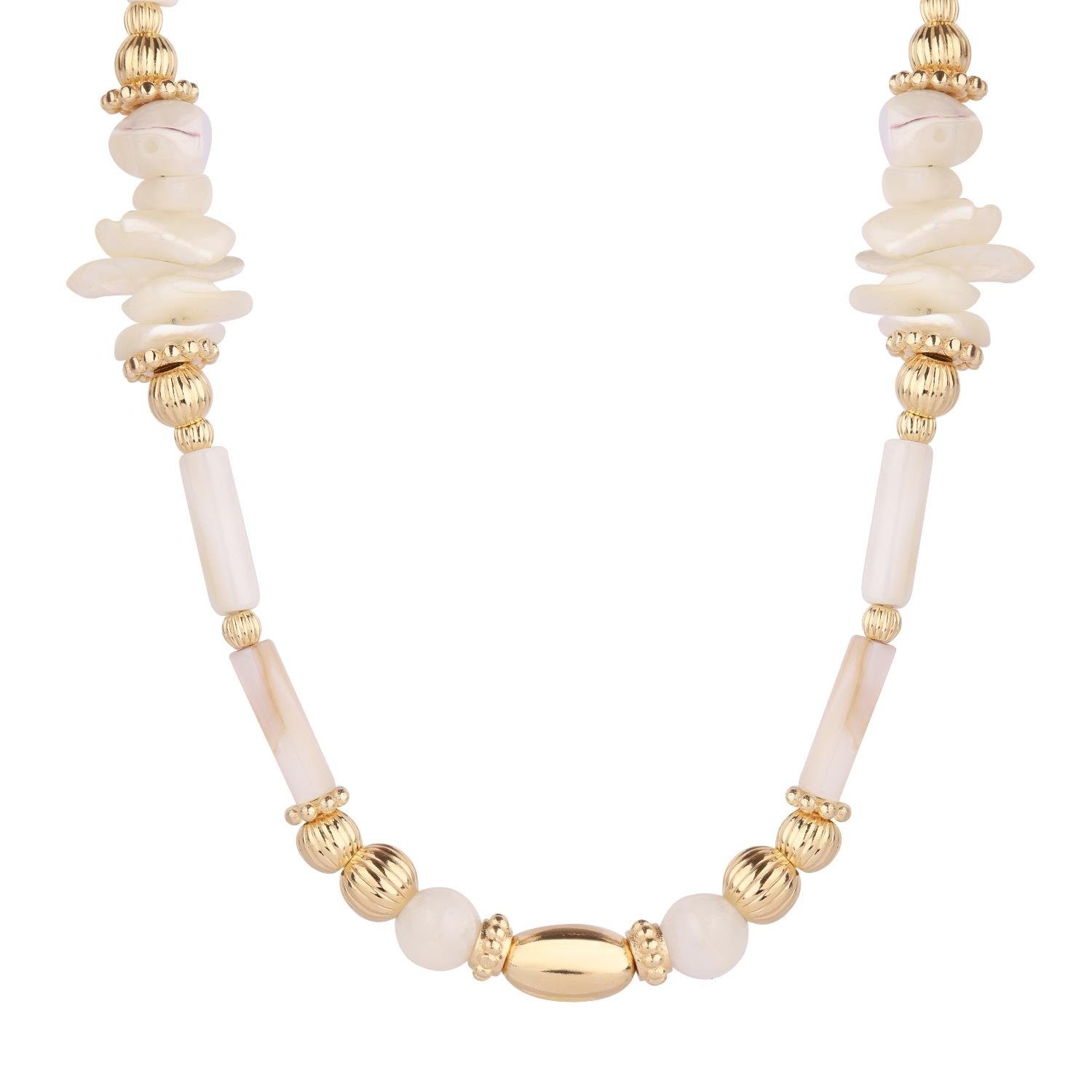Rectangular Stone Ball Necklace