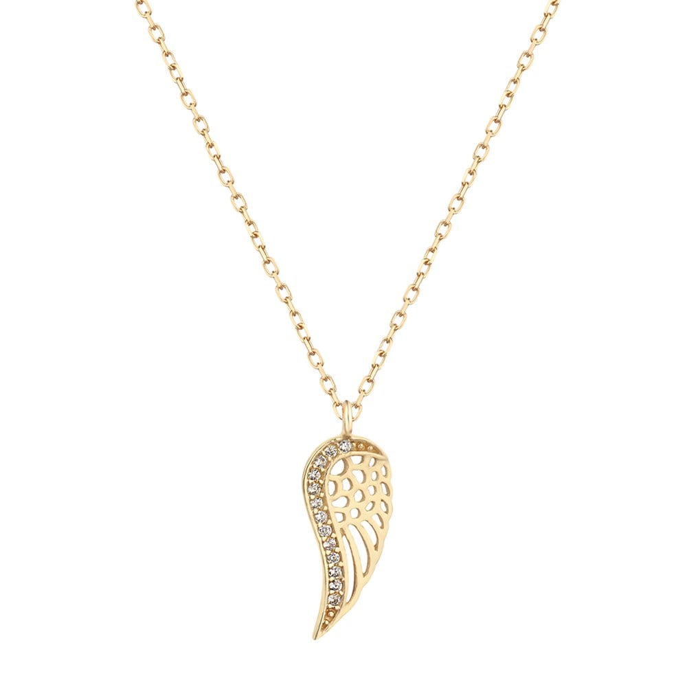 Silver Necklace with Angel Wing Stone