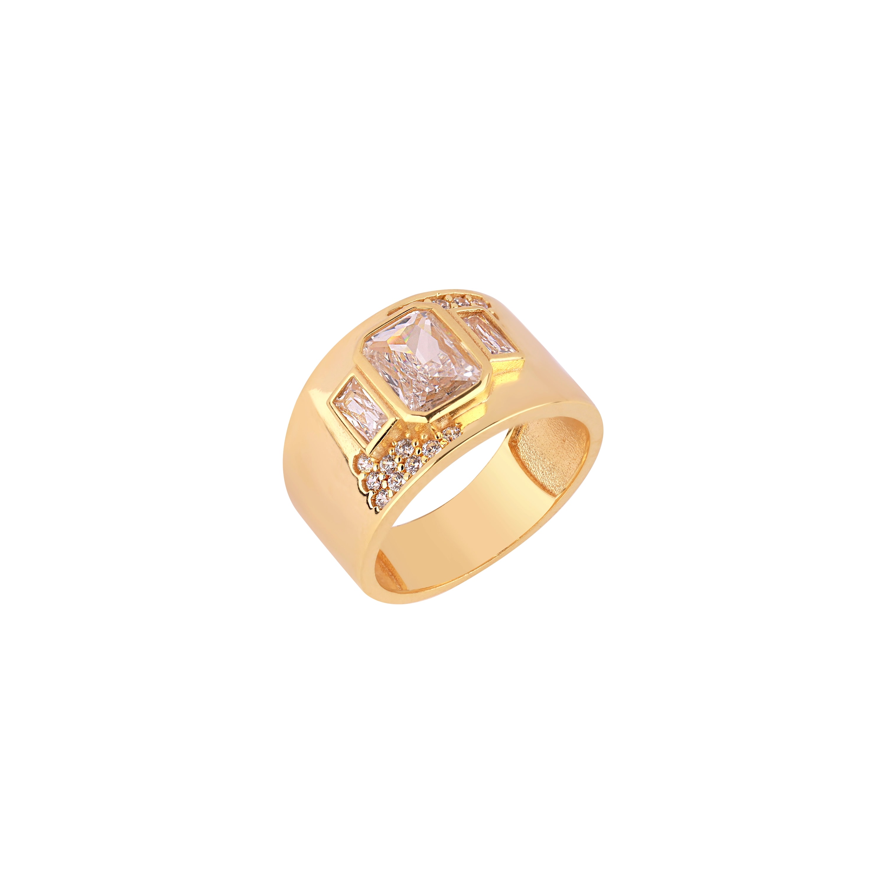 Zare Sterling Silver Pinky Ring with 2 Baguette Stones