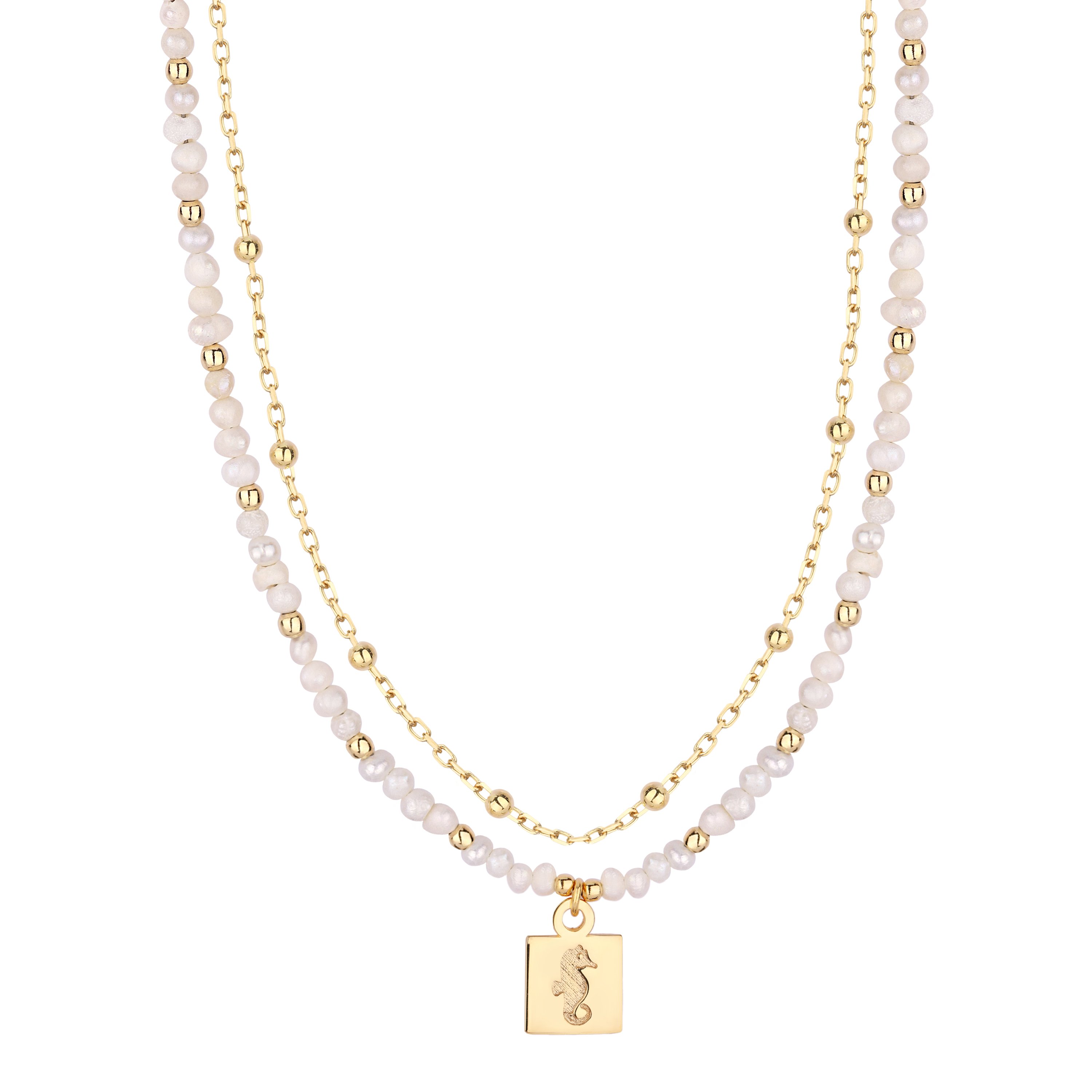 Mareta Seahorse Figured Pearl Silver Necklace
