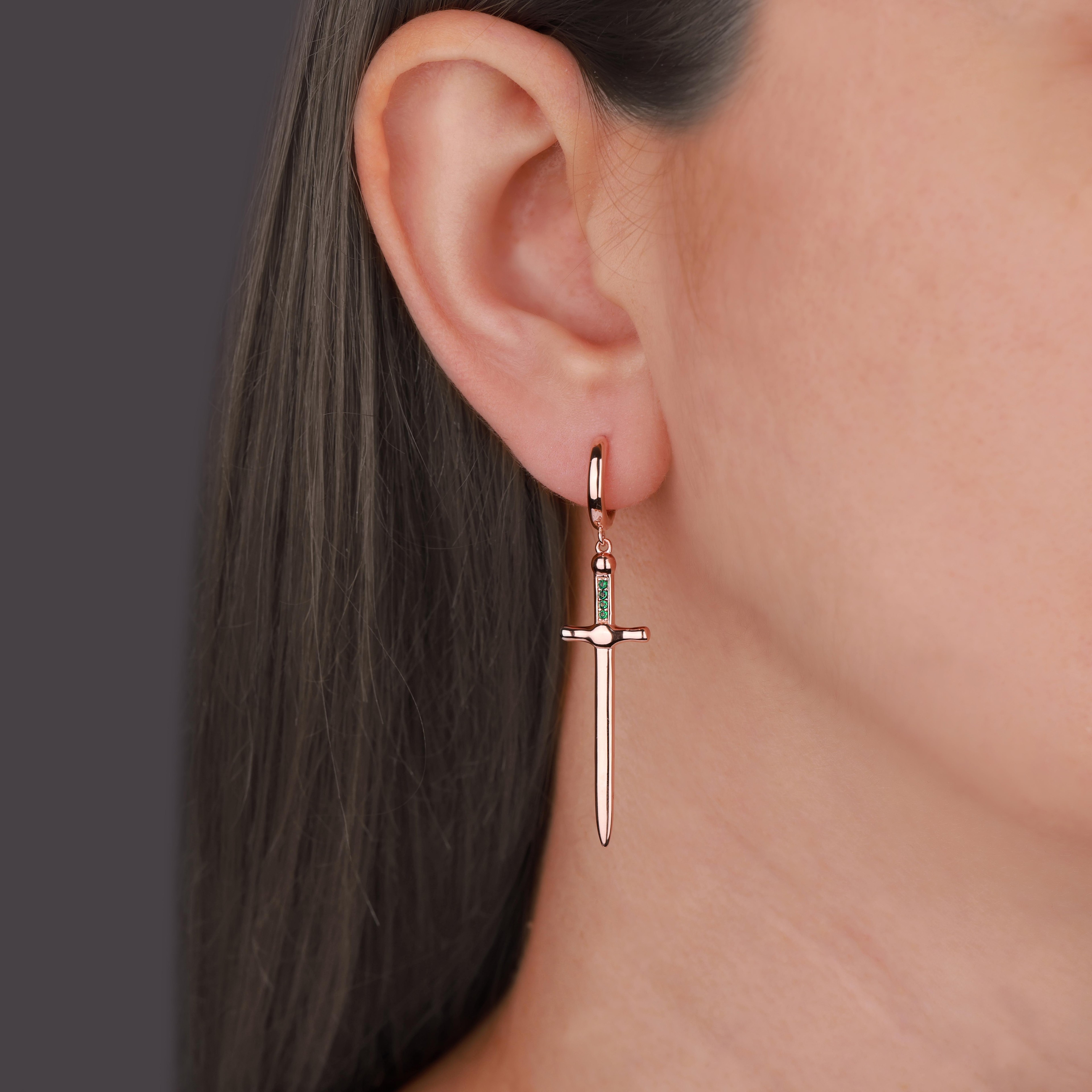 Long Sword Silver Earring