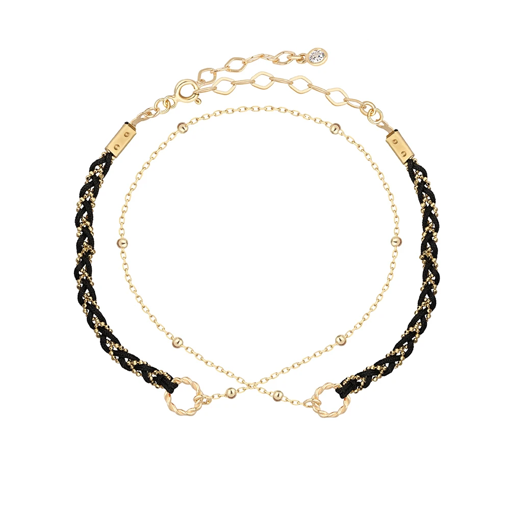 Silver Bracelet with Knitted Ball Chain