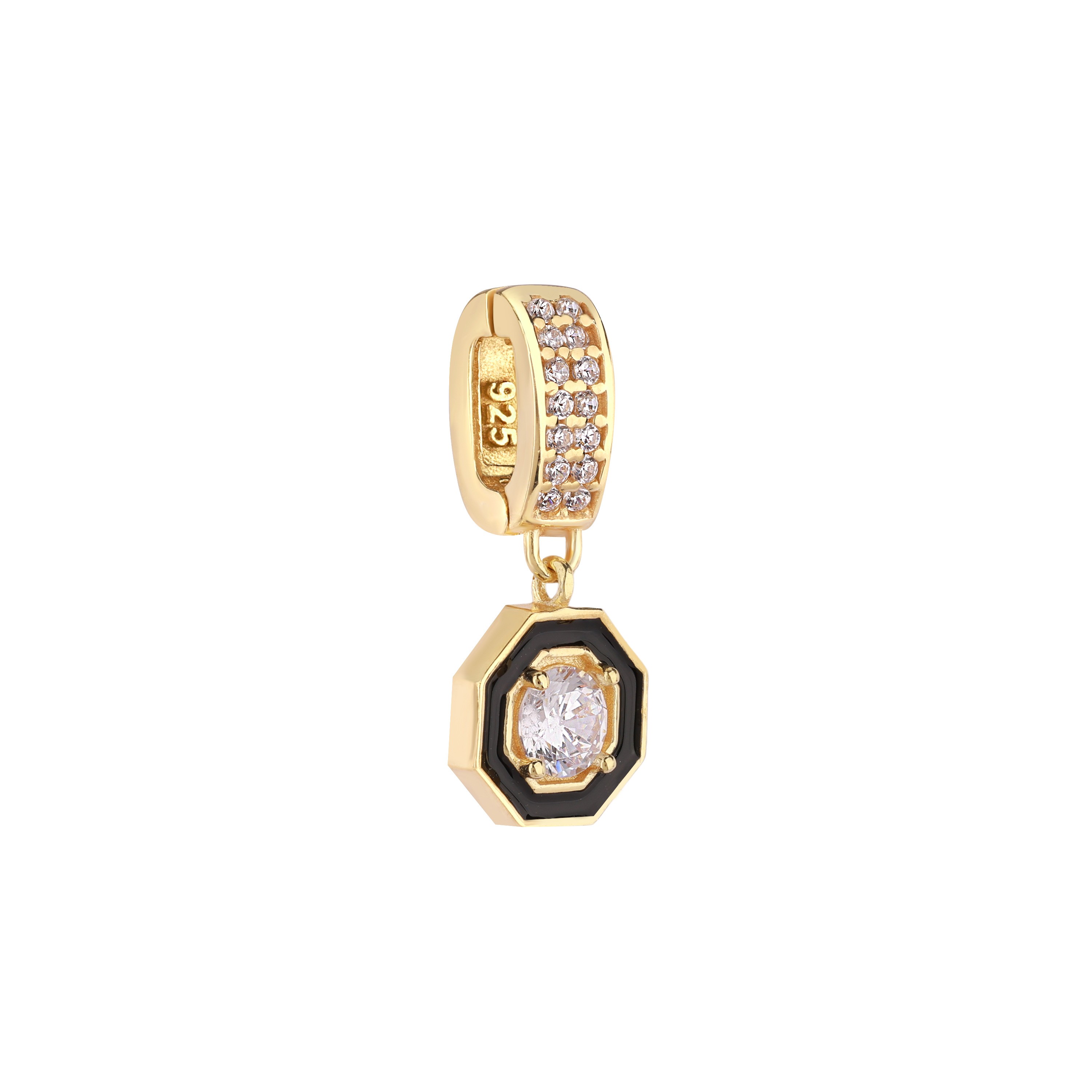 Sekizgen Siyah Mineli Charm