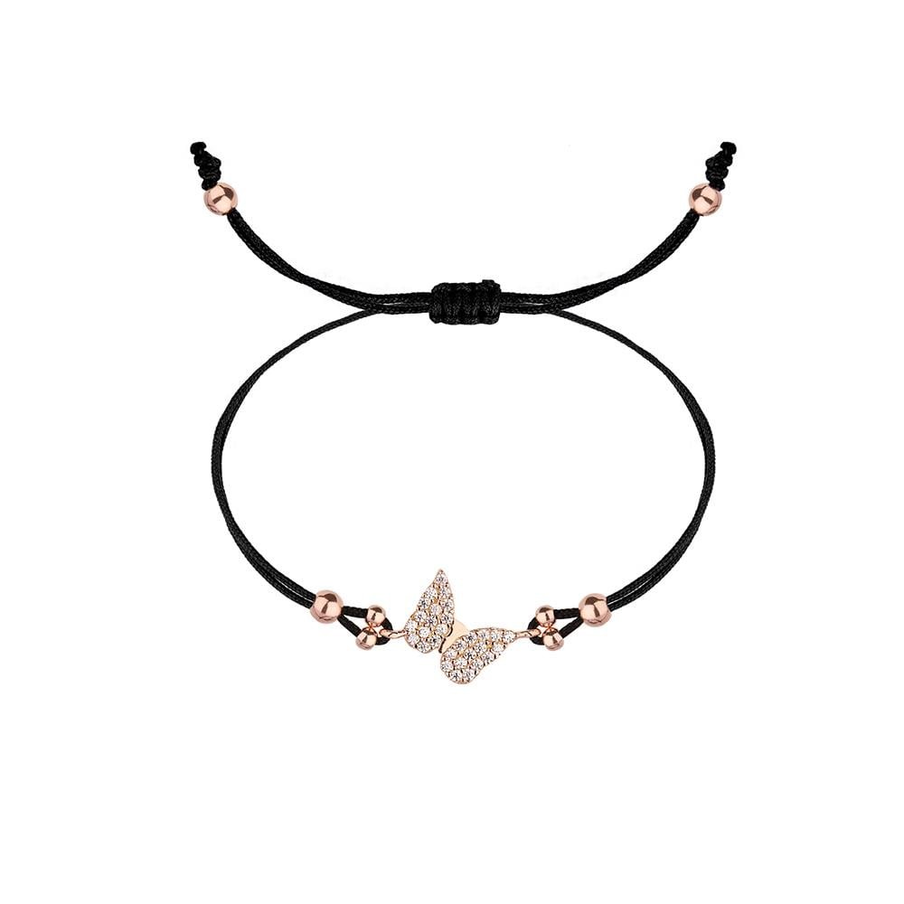 Butterfly White Stone Rope Bracelet