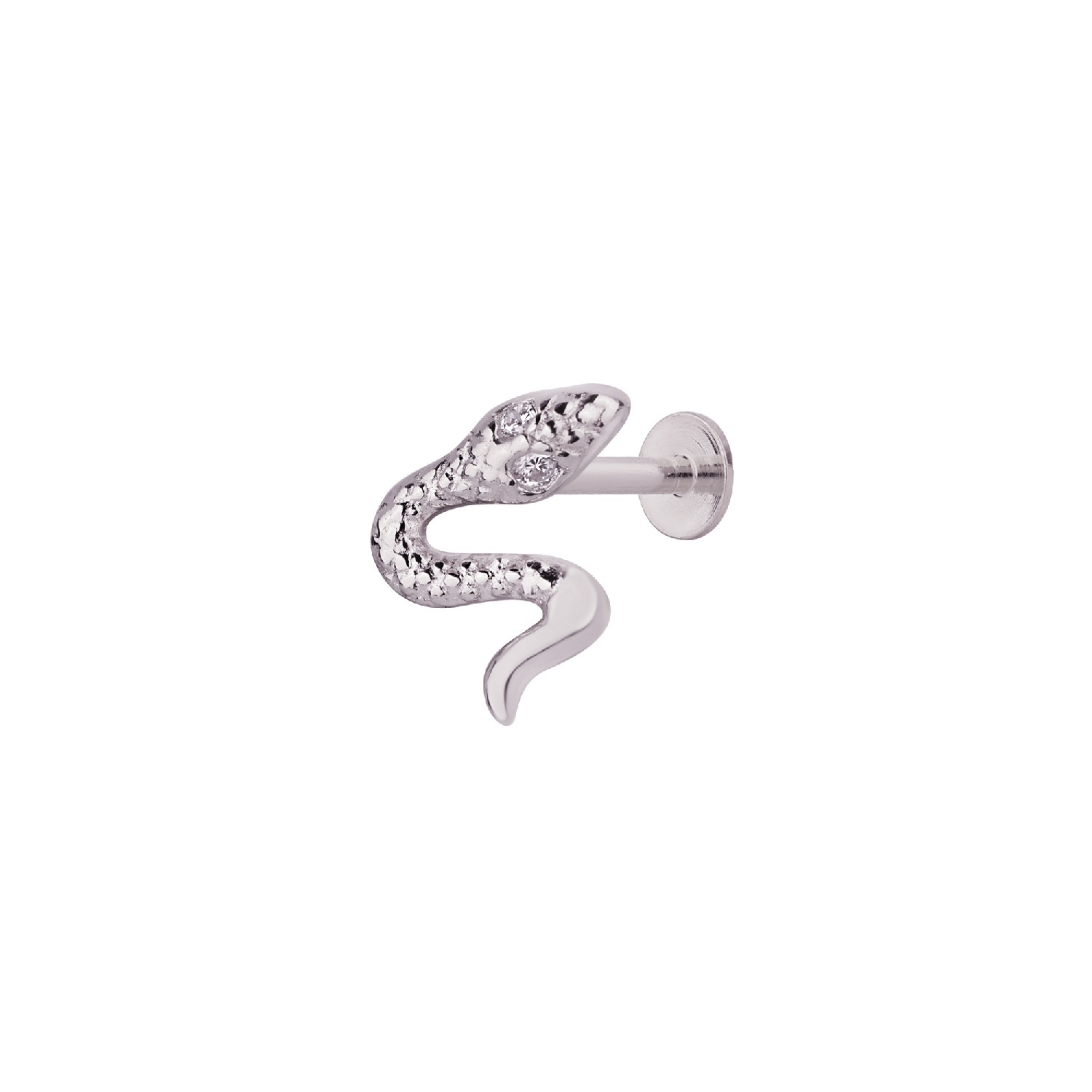 Stone Tragus Earring with Mini Snake Figure