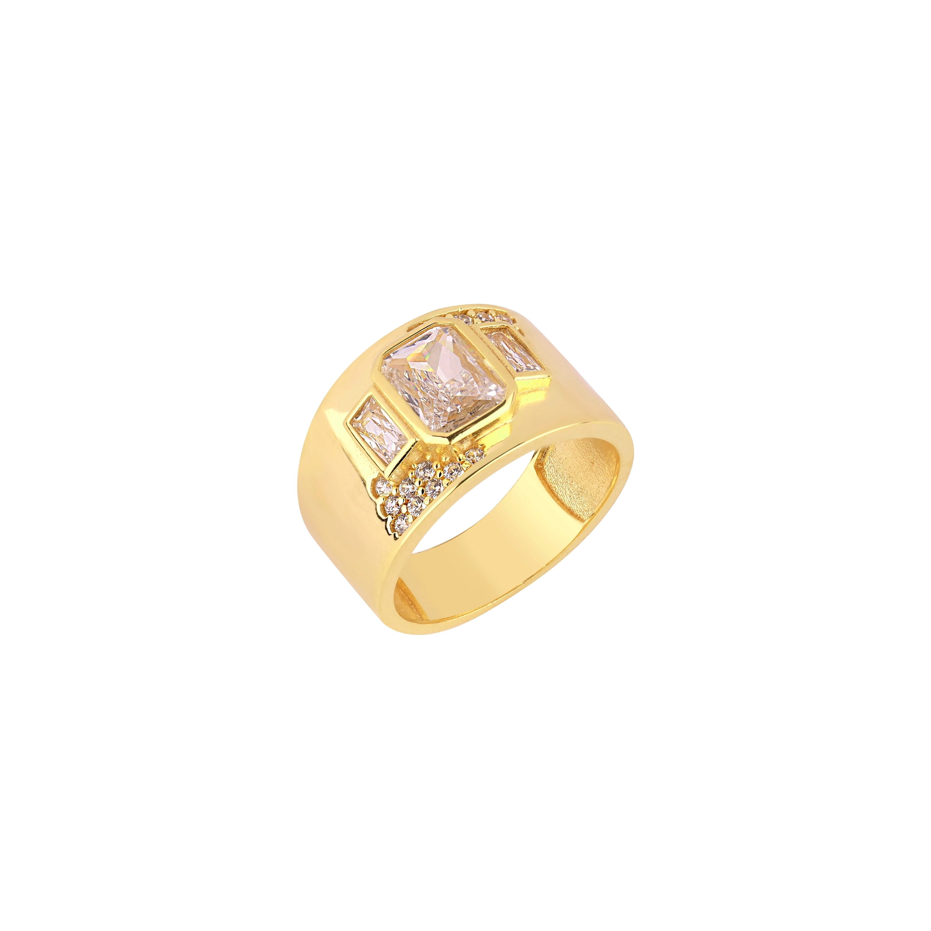 Zare Sterling Silver Pinky Ring with 2 Baguette Stones