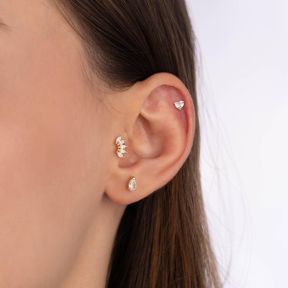 Heart White Stone Tragus Earring