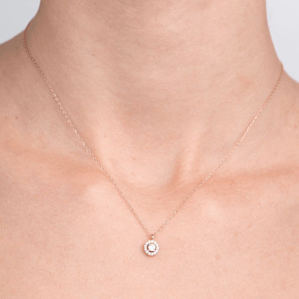 Stone Mini Flower Silver Necklace