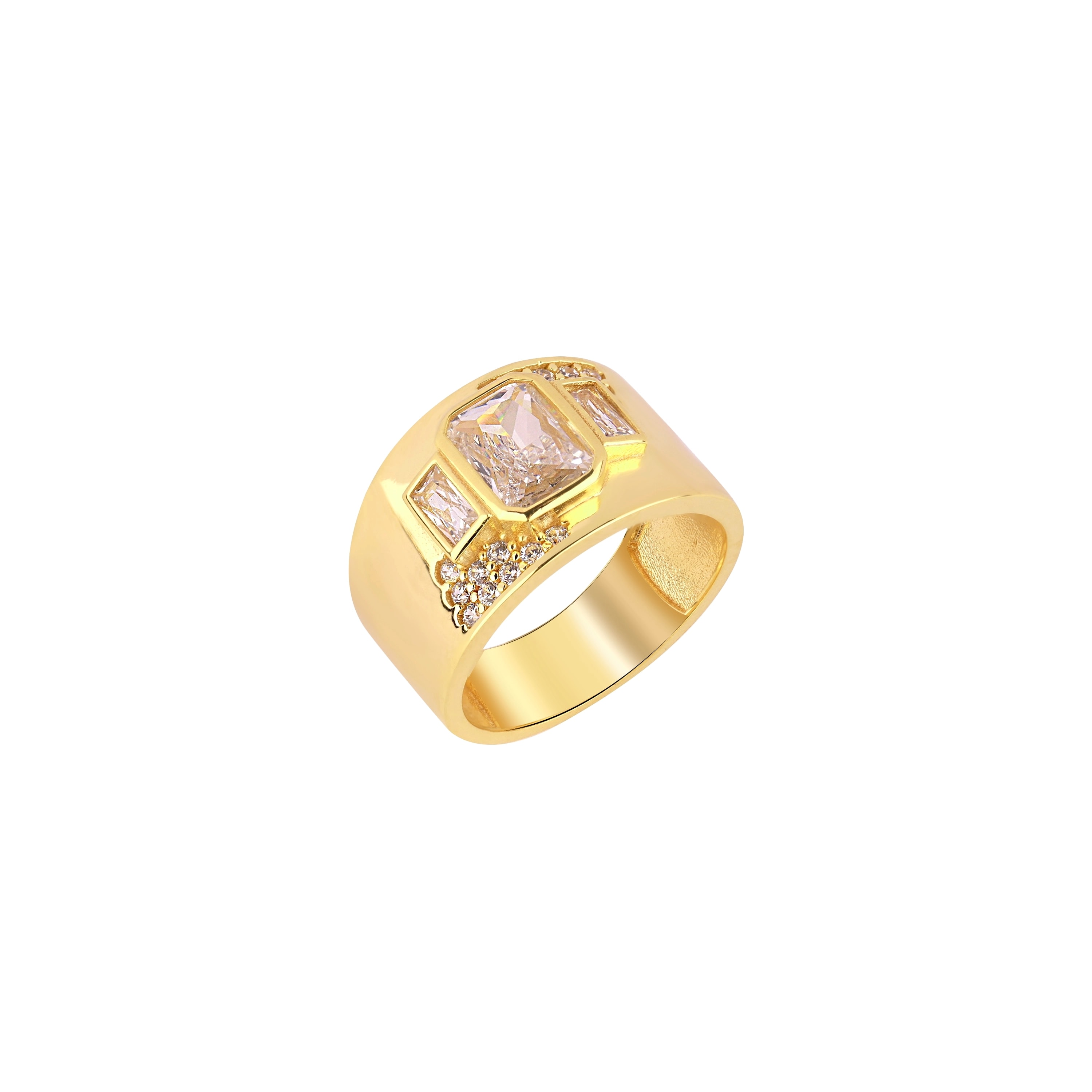 Zare Sterling Silver Pinky Ring with 2 Baguette Stones