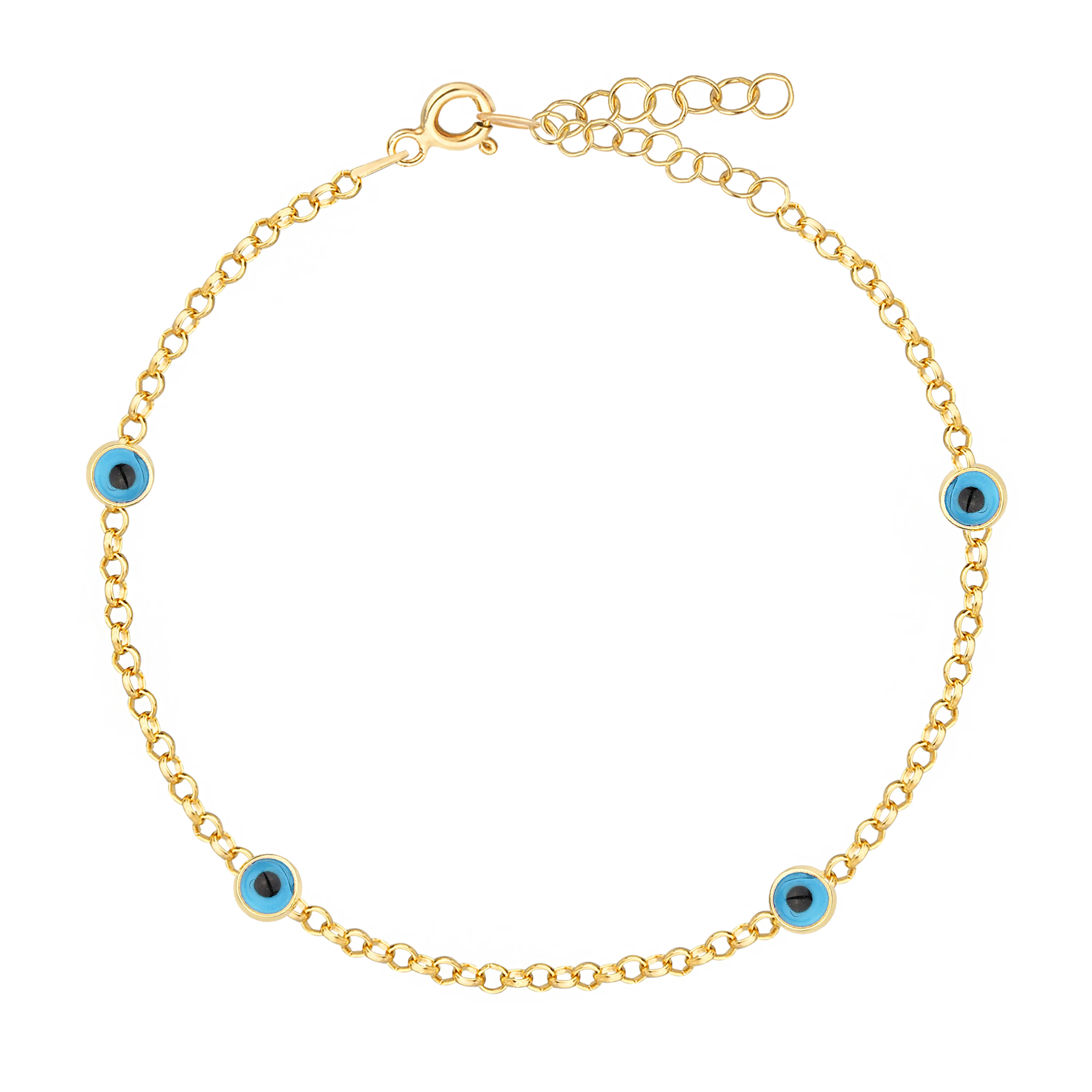 Kalın Zincir 4 Nazar Gümüş Bileklik