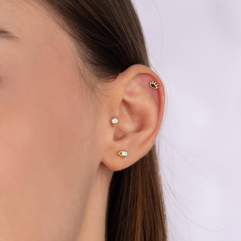 Ortası Taşlı Oval Tragus Küpe