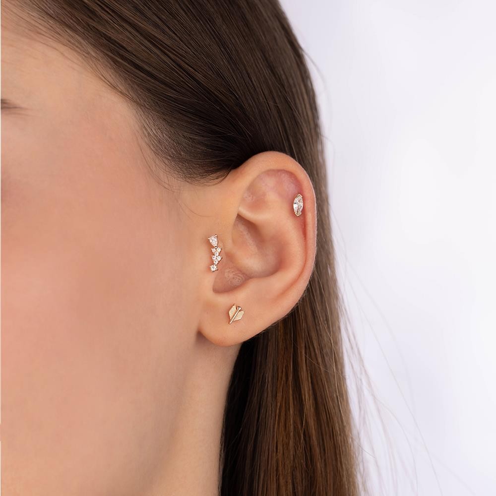 Küçük Oval Taşlı Tragus Küpe