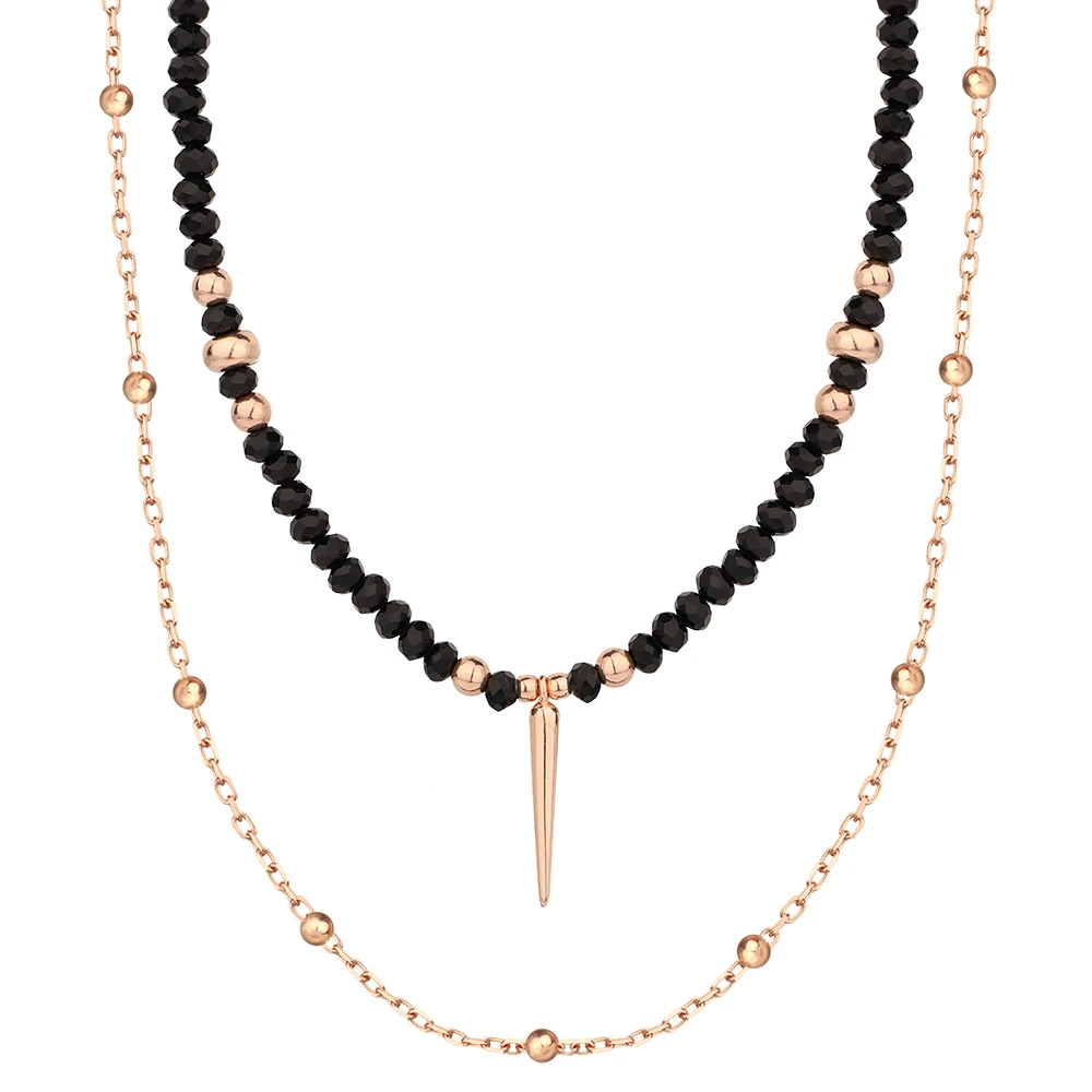 İİki Sıra Zincir Top Top Külah Gümüş Kolye