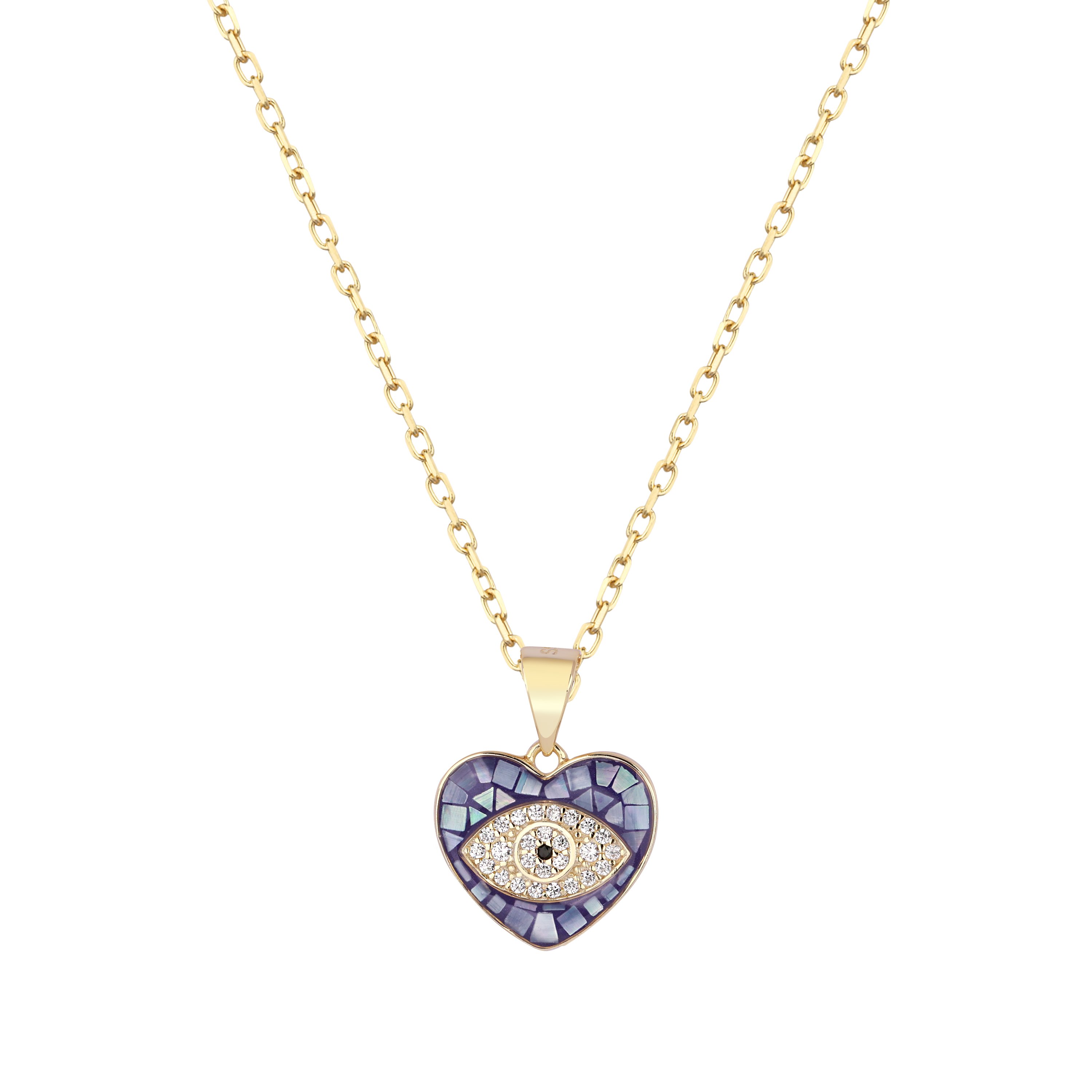 Mystique Mosaic Heart Evil Eye Necklace