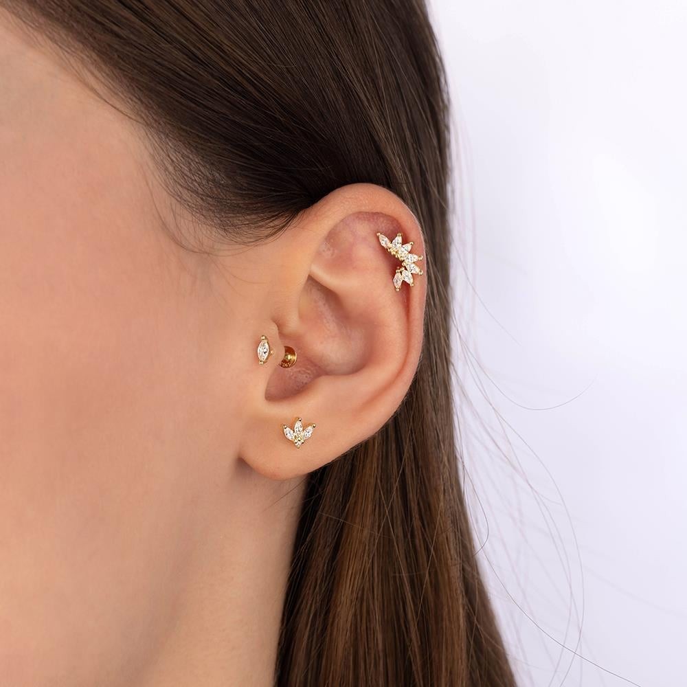 İnce Oval Taşlı Tragus Küpe