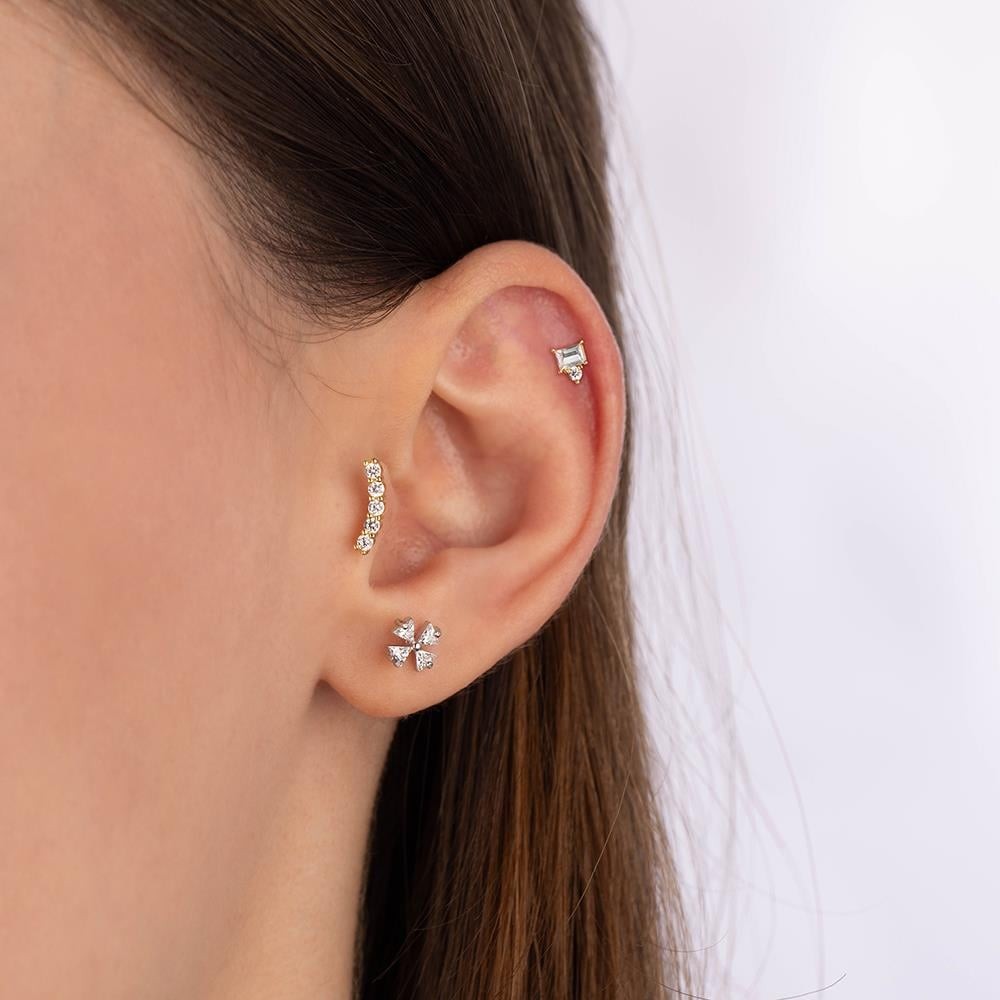 Yanı Taşlı Baget Tragus Küpe