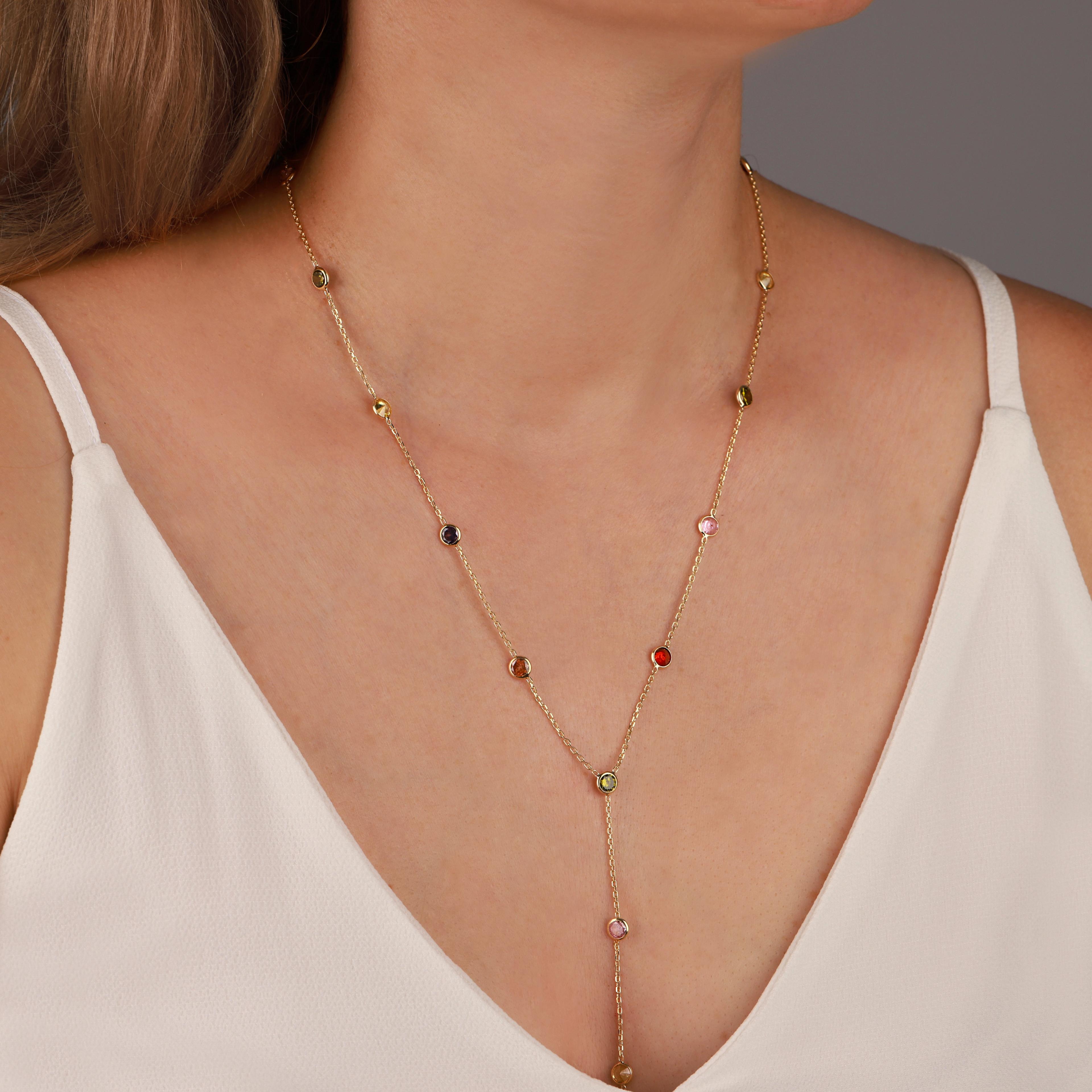 Arlina 4mm Stone-Accented Y Necklace