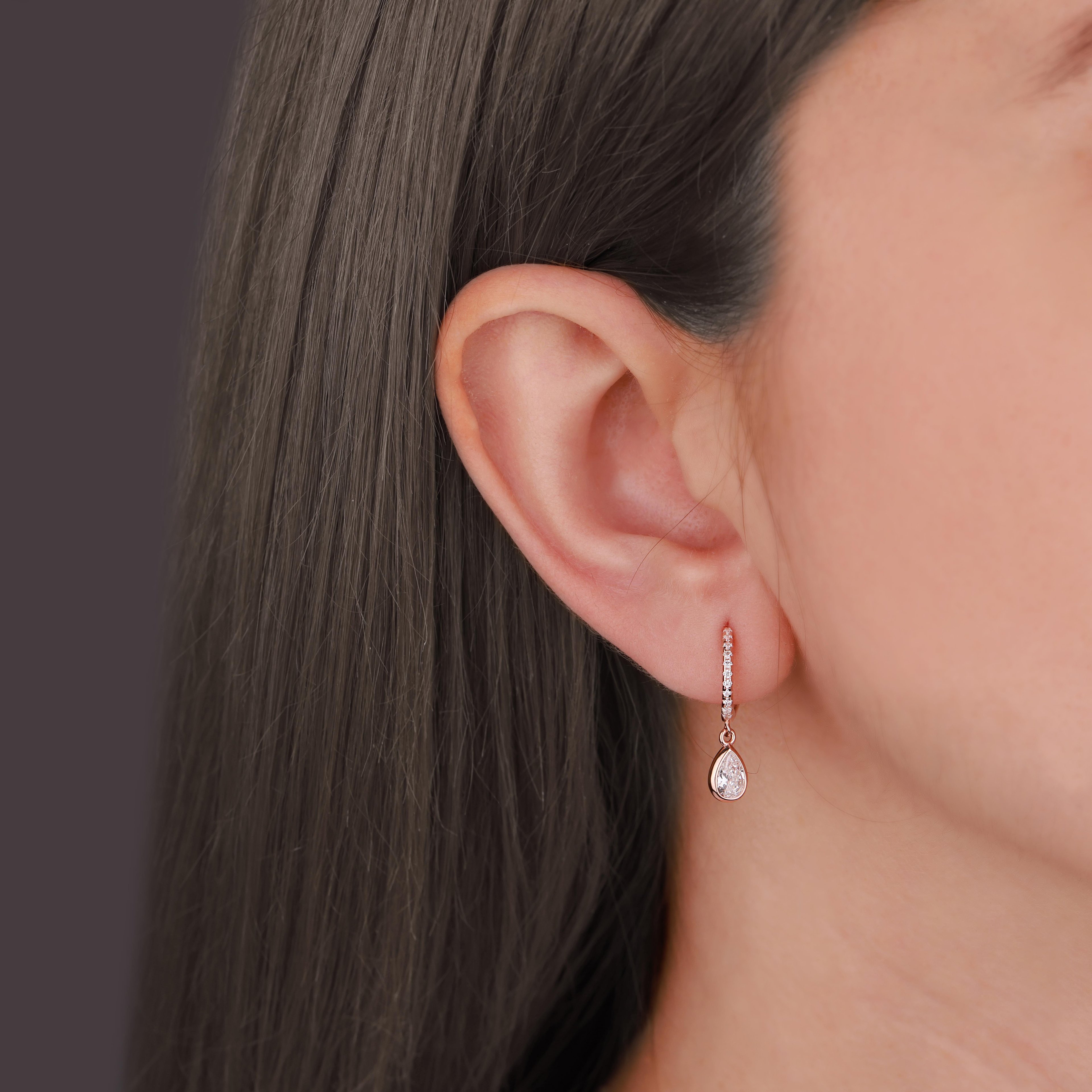 Ring White Drop Stone Silver Earrings