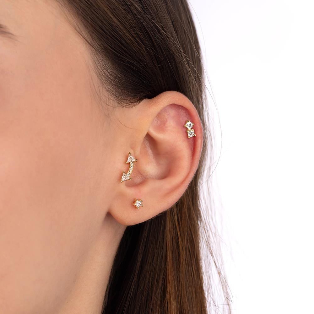 İkili Tek Taş Tragus Küpe