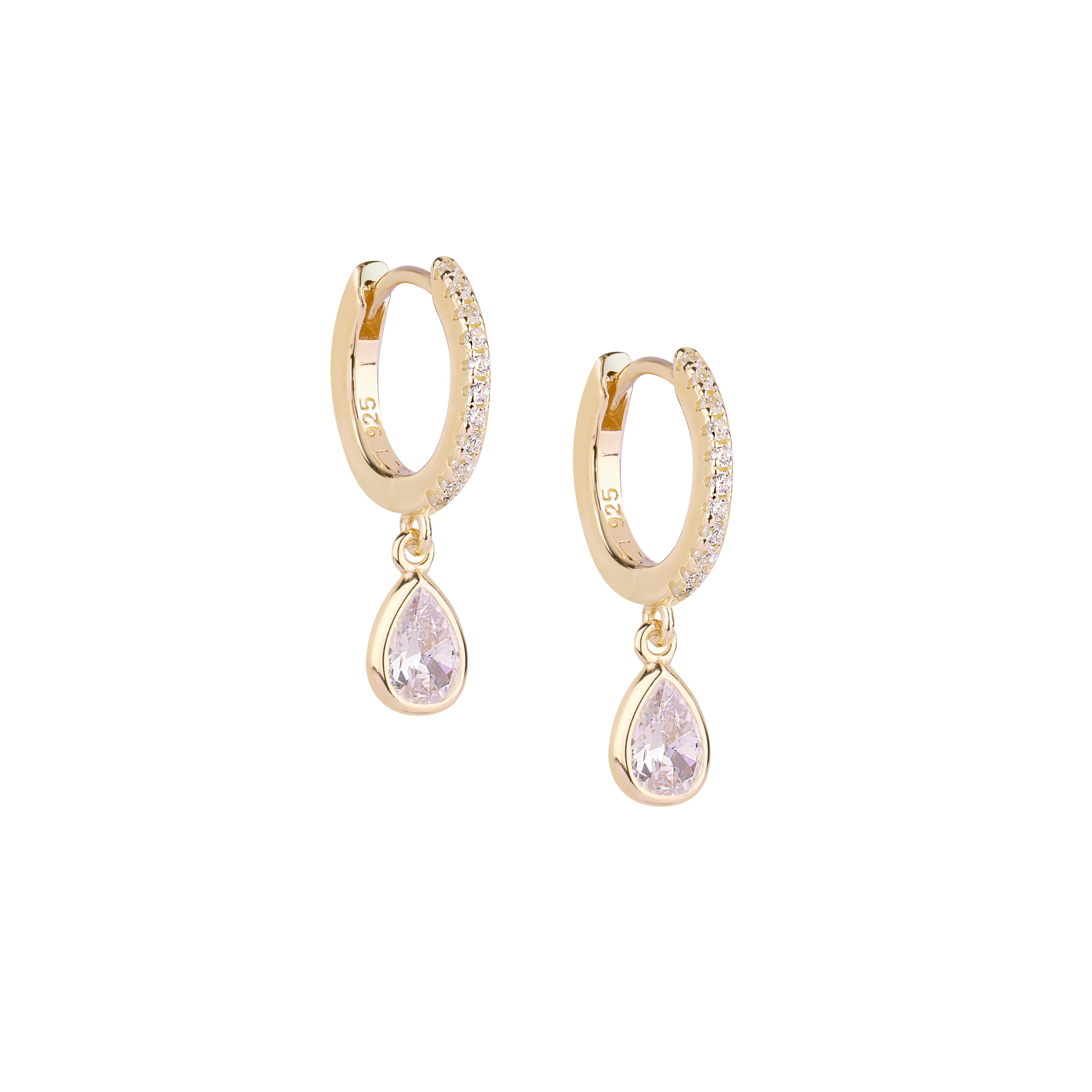 Ring White Drop Stone Silver Earrings