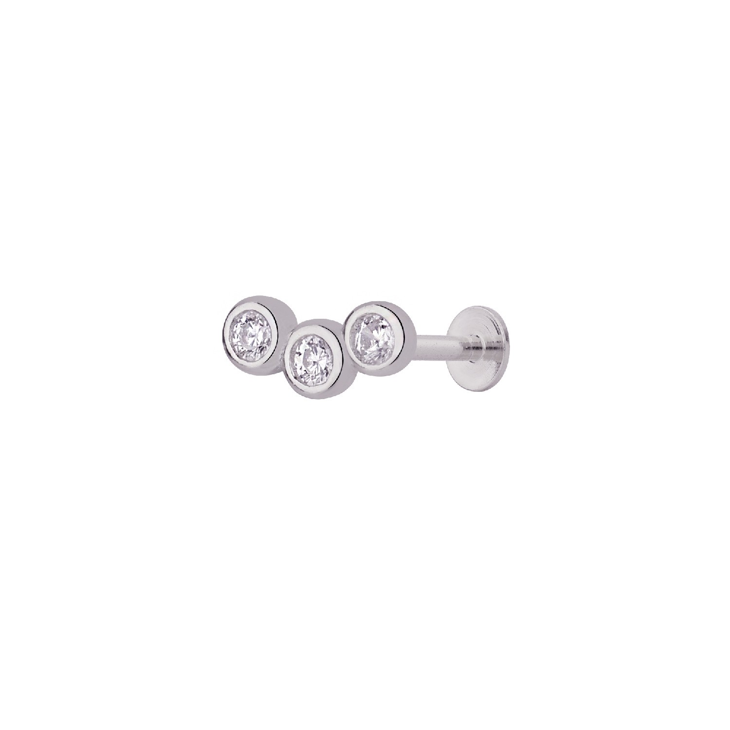 Bow Designed Triple Round Stone Tragus Earrings