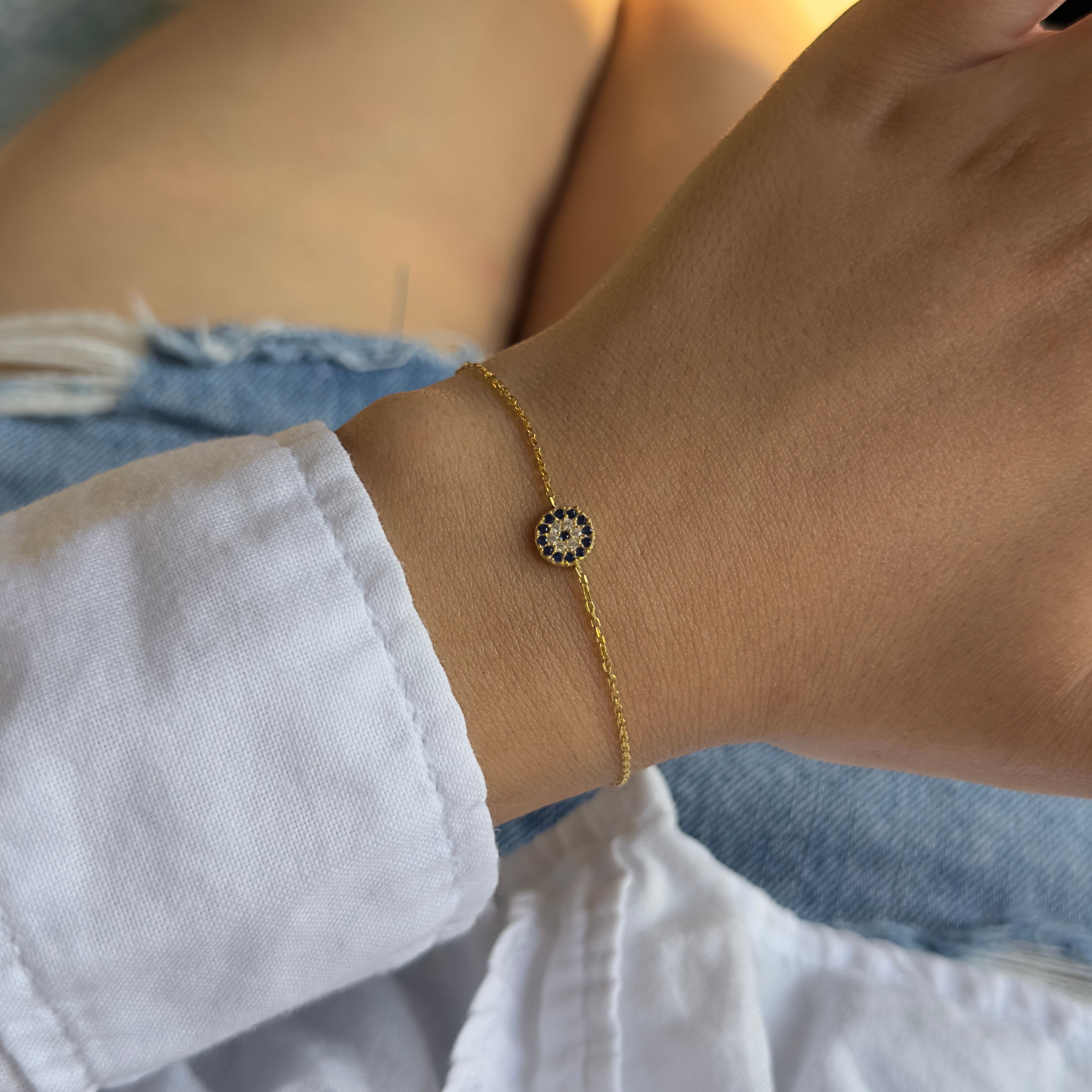 925 Silver - Minimal Evil Eye Bracelet