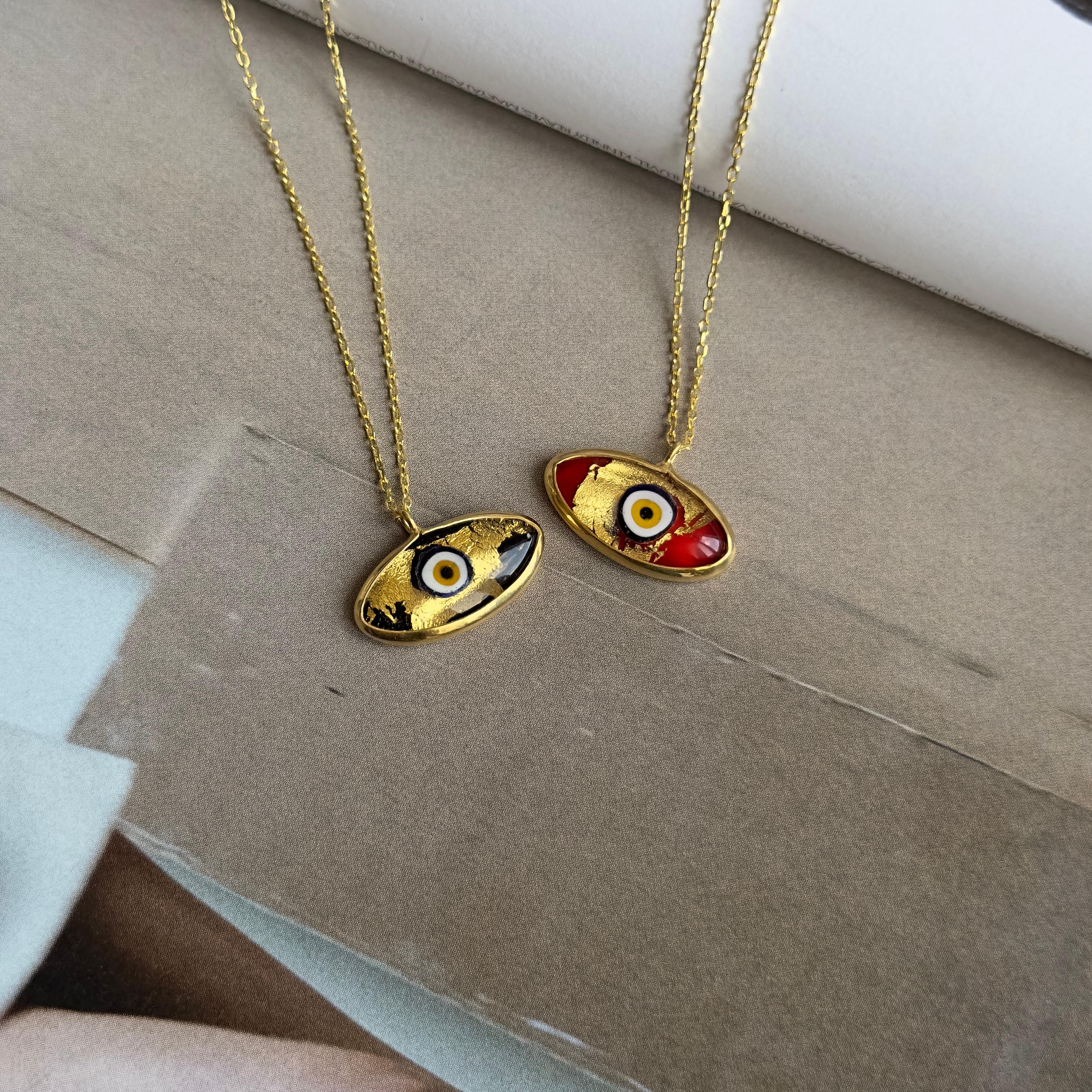 925 Silver - Colorful Evil Eye Necklace