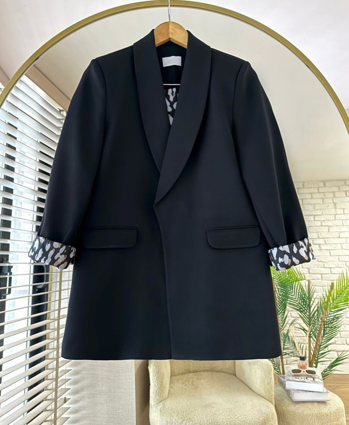 Leopar Astarlı Şal Yaka Blazer Ceket