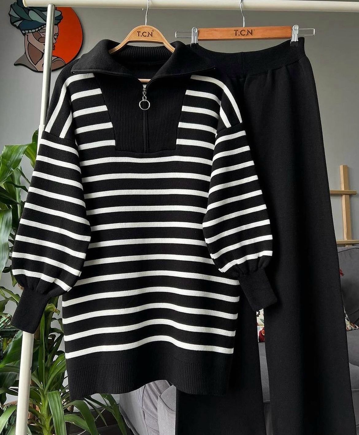 Zebra Desenli Triko Takım