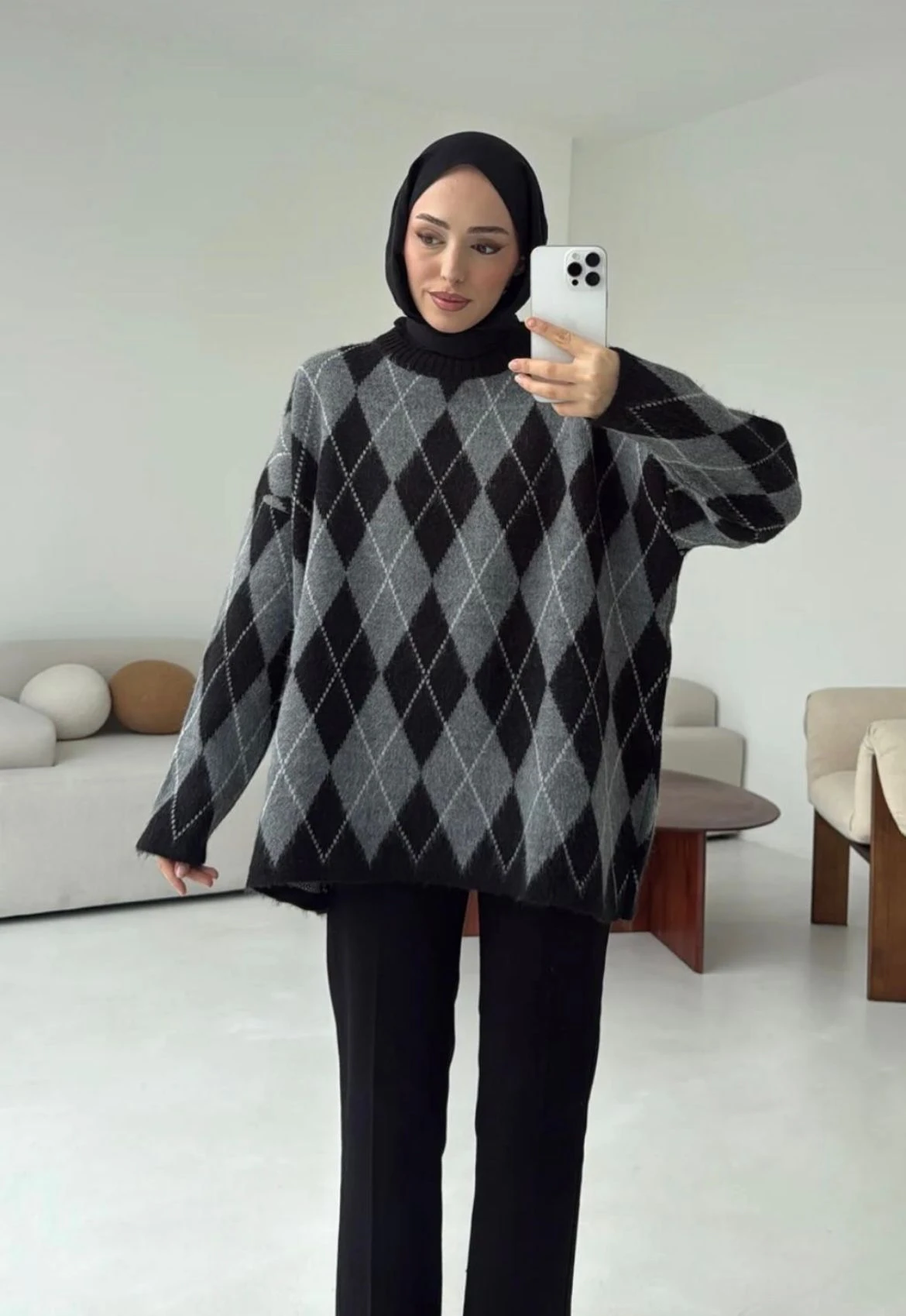 Baklava Desen Triko Kazak