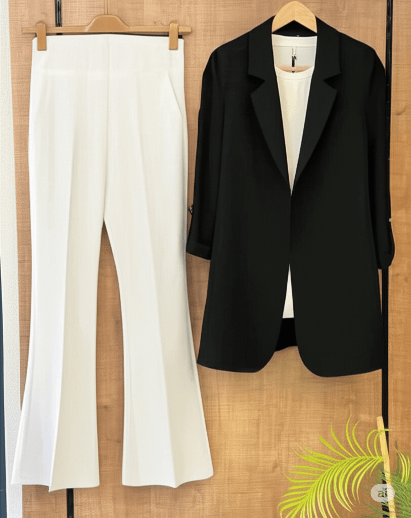 Siyah blazer -Beyaz İspanyol