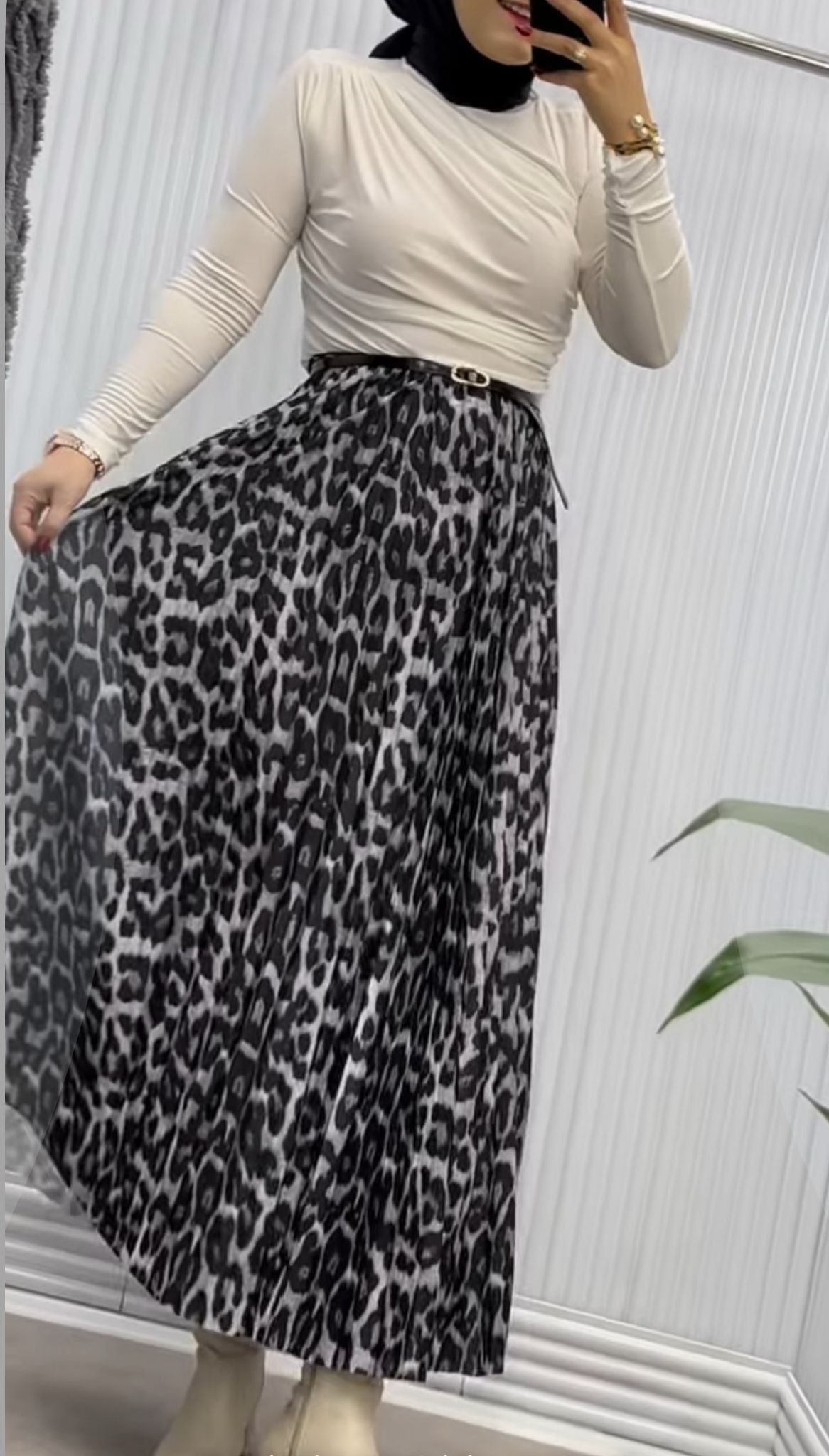 Drapeli Leopar Pliseli Etek