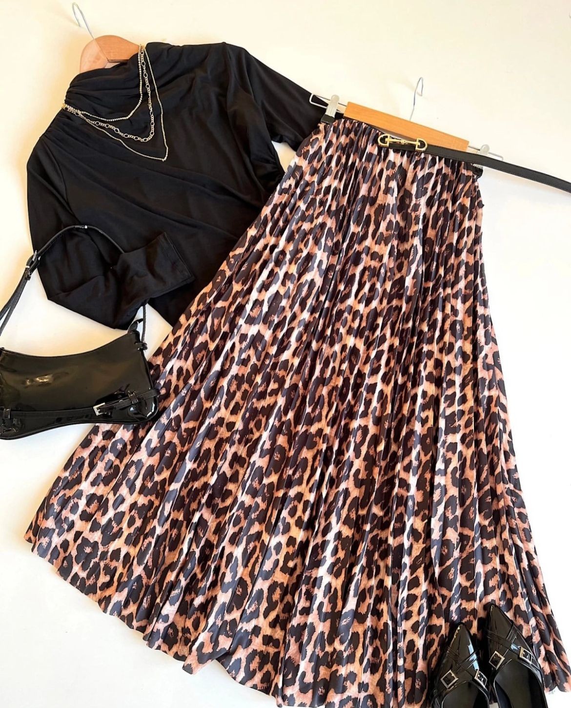 Drabeli Leopar Pliseli Etek