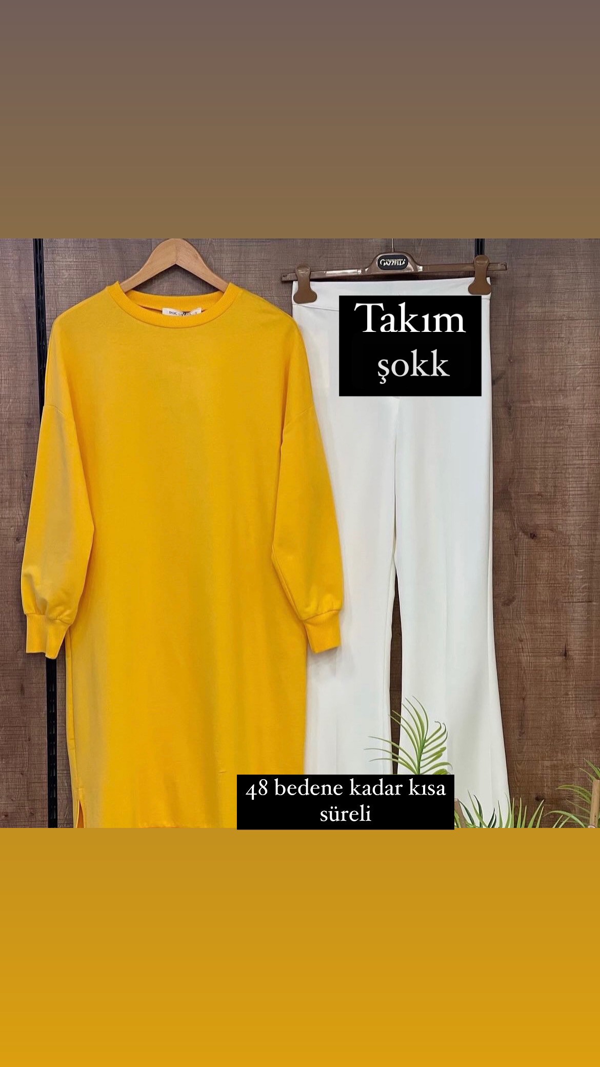 sarı funda -beyaz ispanyol pantolon