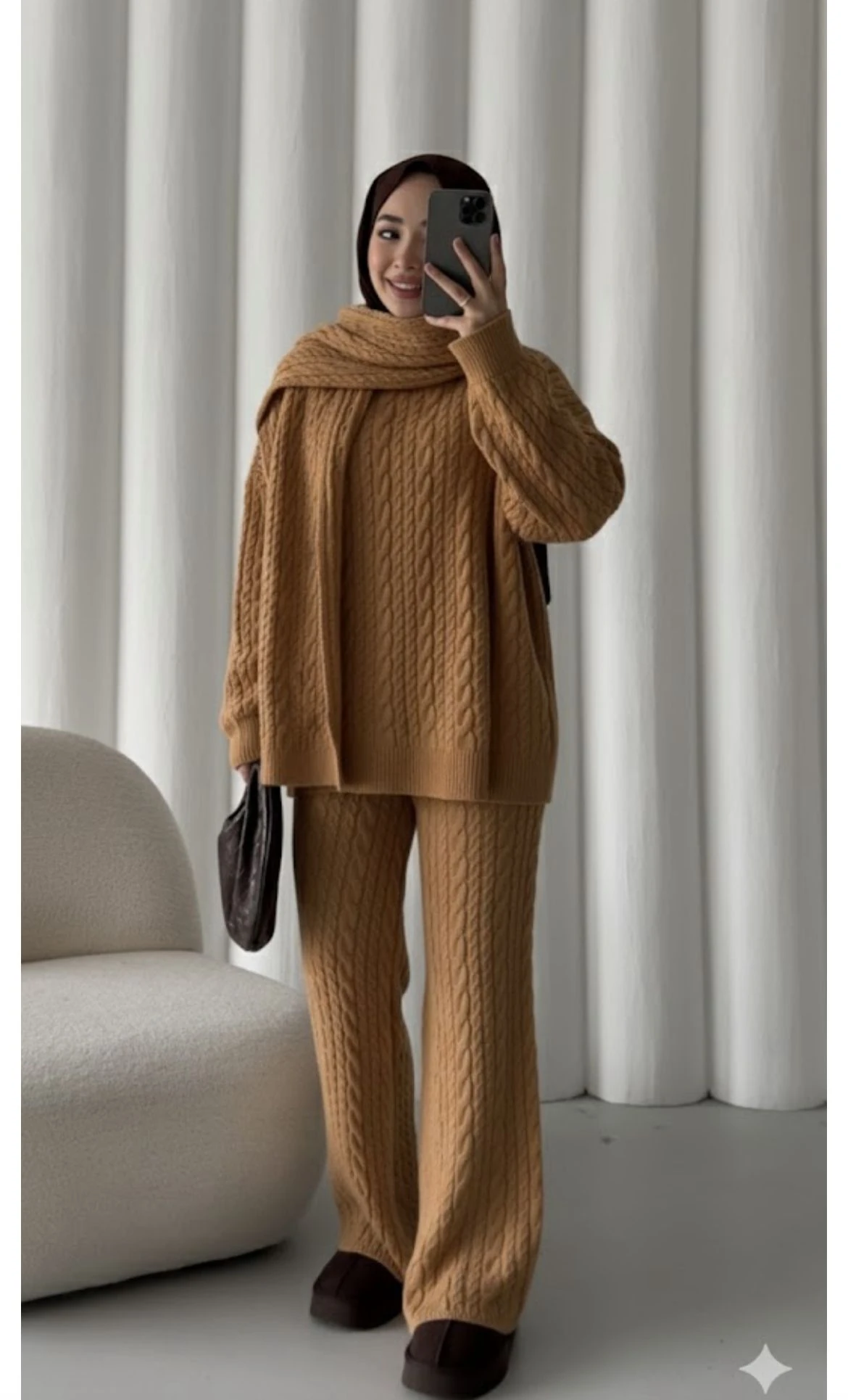 3 lü Saç Ürgü Triko Takım