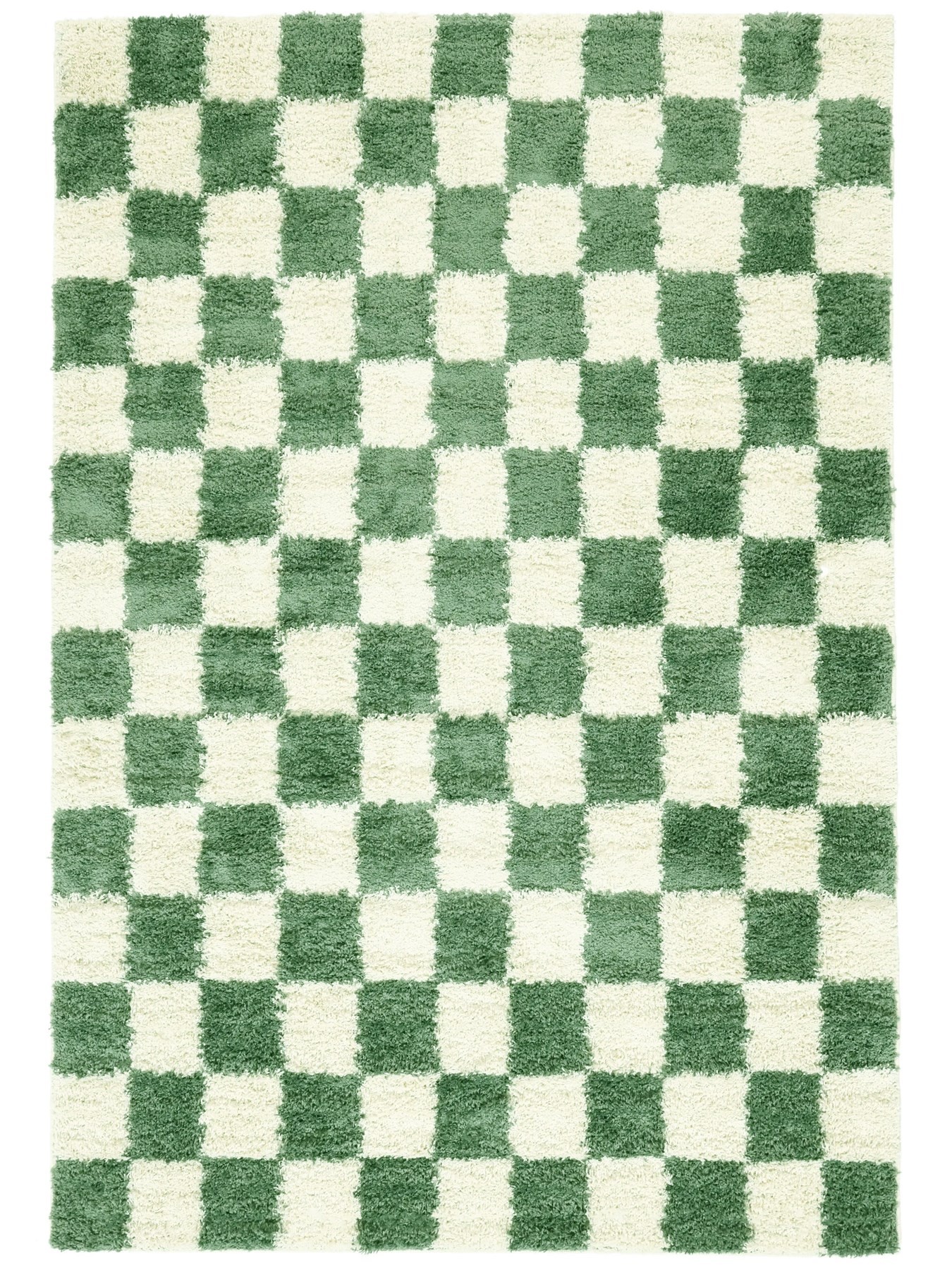Chess Dama Desenli Kemik-Yeşil Salon Oturma Odası Yatak Odası Koridor Makine Halısı Yolluk Shaggy