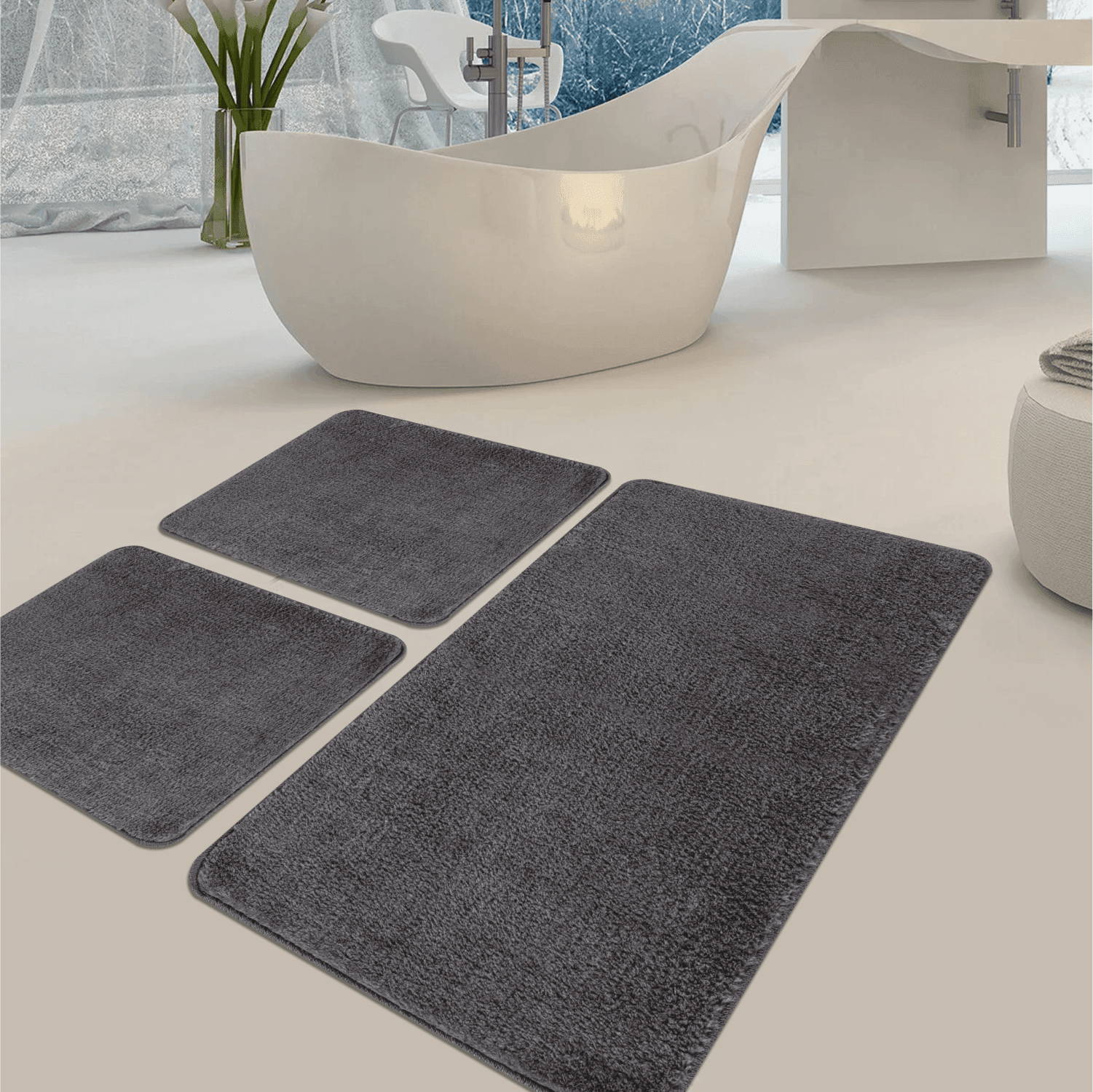 Sadiva Doğal Kaymaz Taban 3'lü Banyo Paspası 60x100 - 50x60 - 50x60
