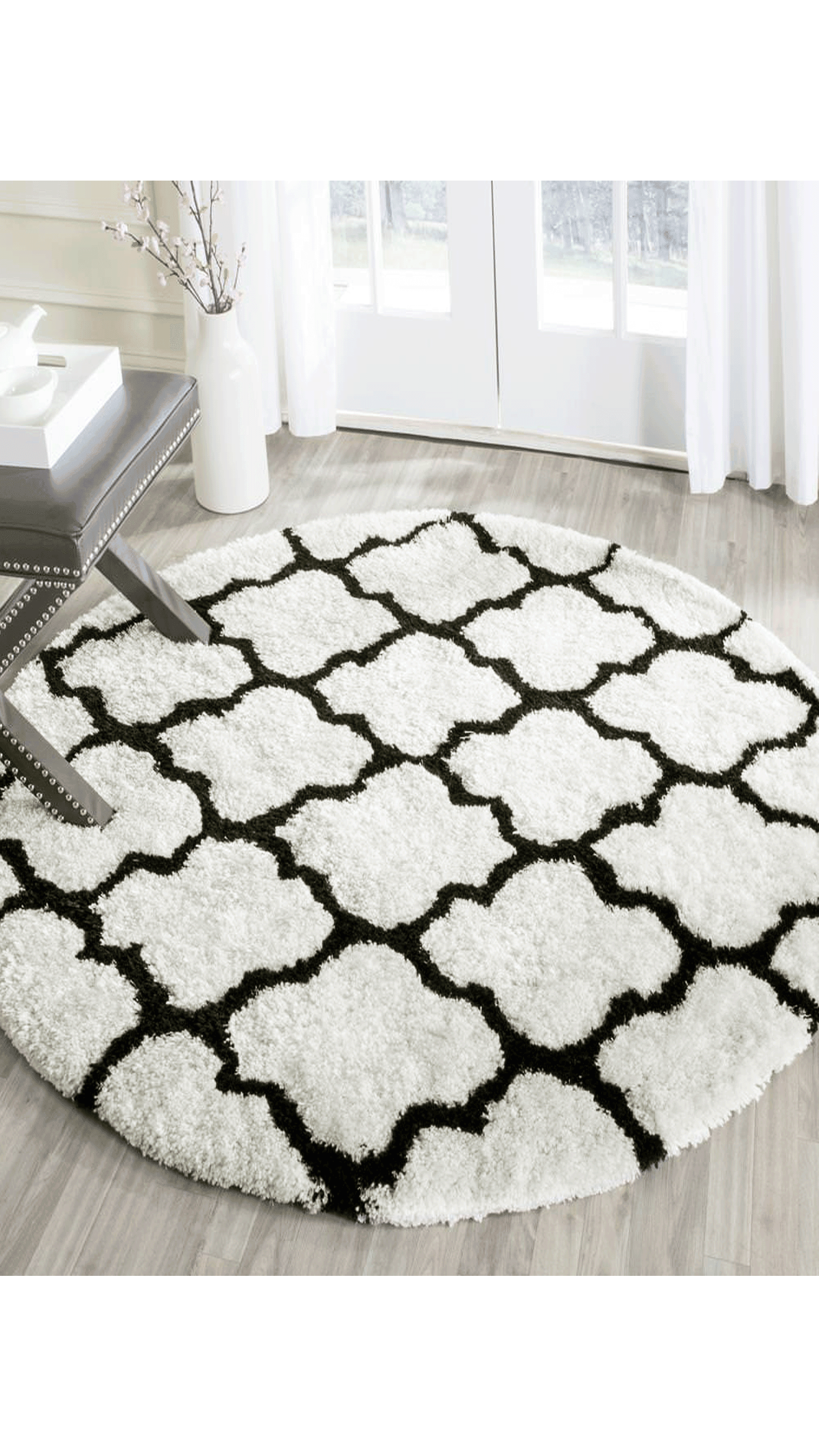 Royal Shaggy Doğal Kaymaz Taban Yumuşak Yıkanabilir Daire Halı 100x100 - 120x120 - Krem