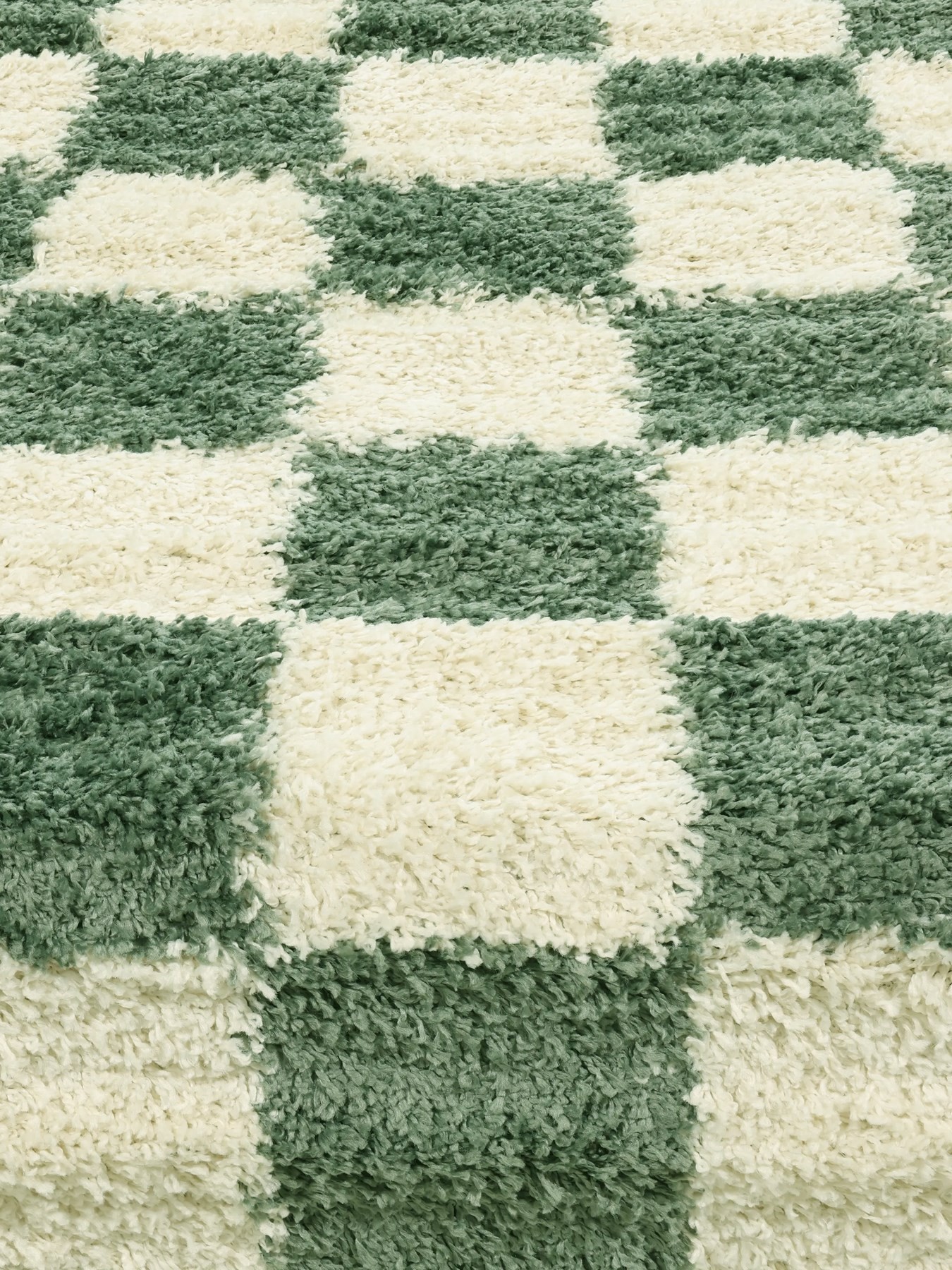 Chess Dama Desenli Kemik-Yeşil Salon Oturma Odası Yatak Odası Koridor Makine Halısı Yolluk Shaggy