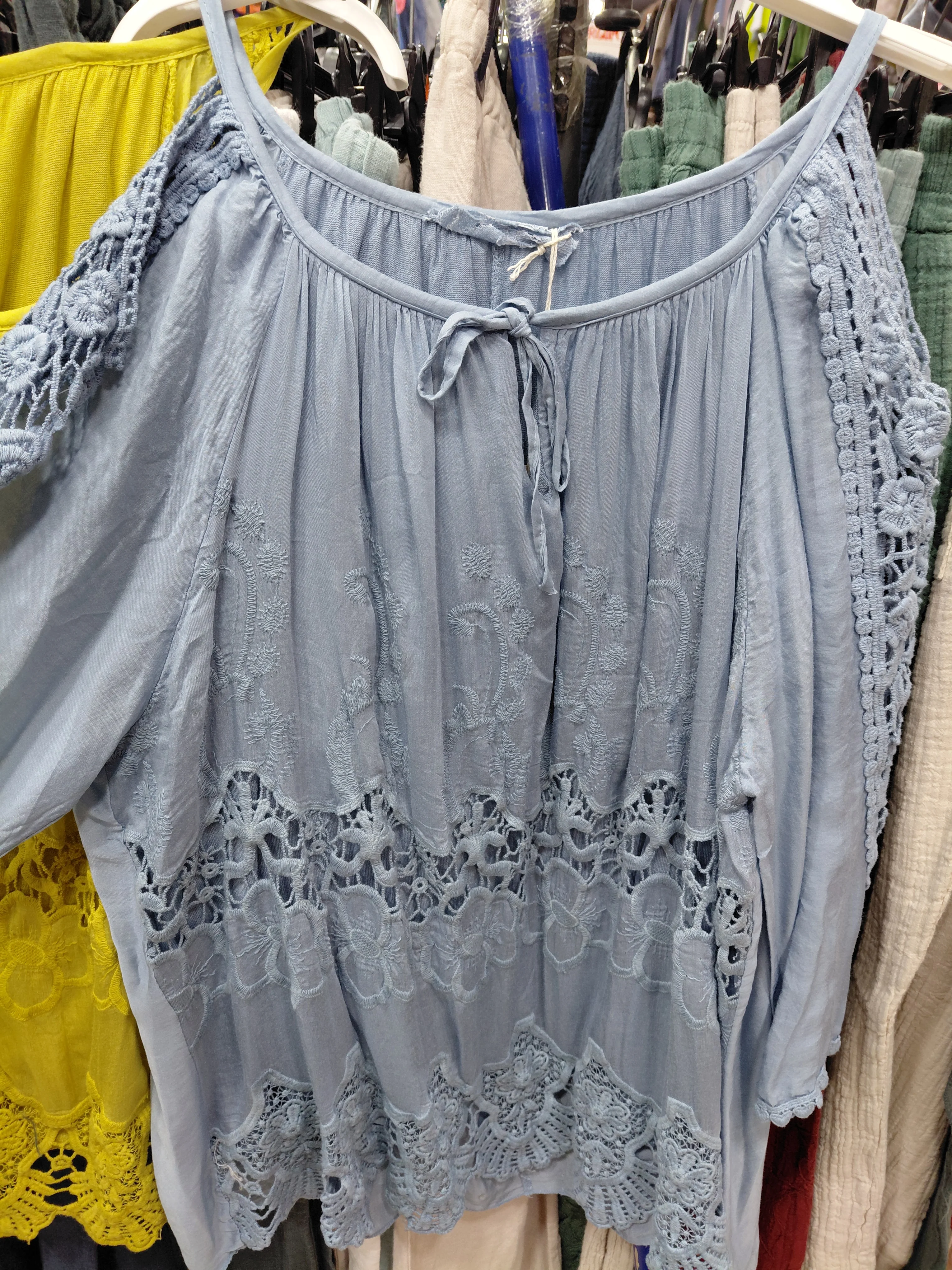 Omuz Detay Vual Kumaş İtalyan Bluz