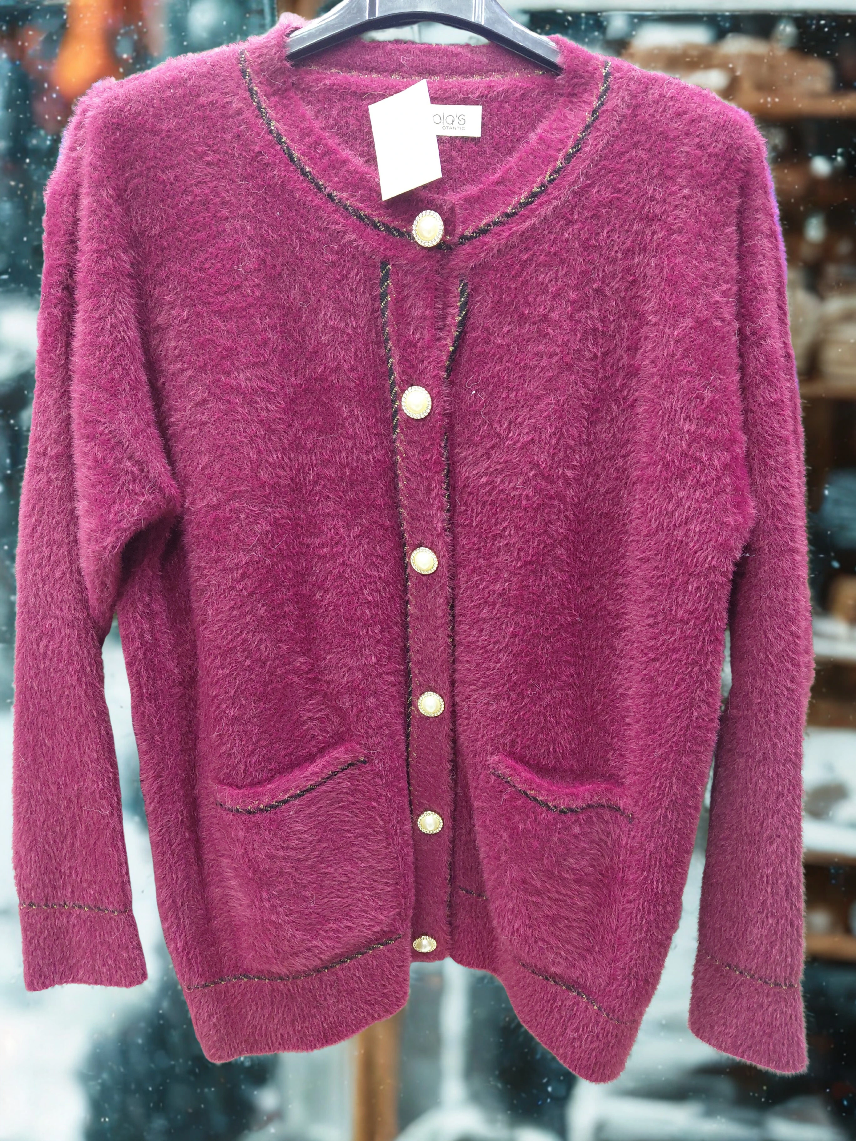 İnci Düğmeli Angora Hırka