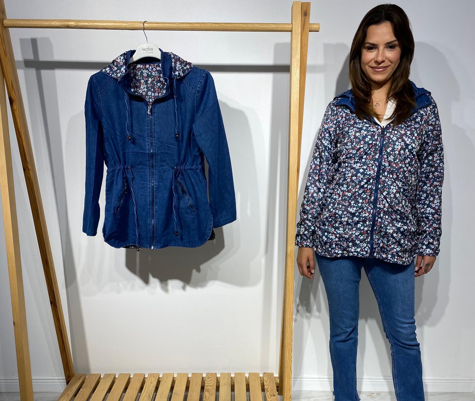 Çift Taraflı İtalyan Trençkot - Çiçek Desenli