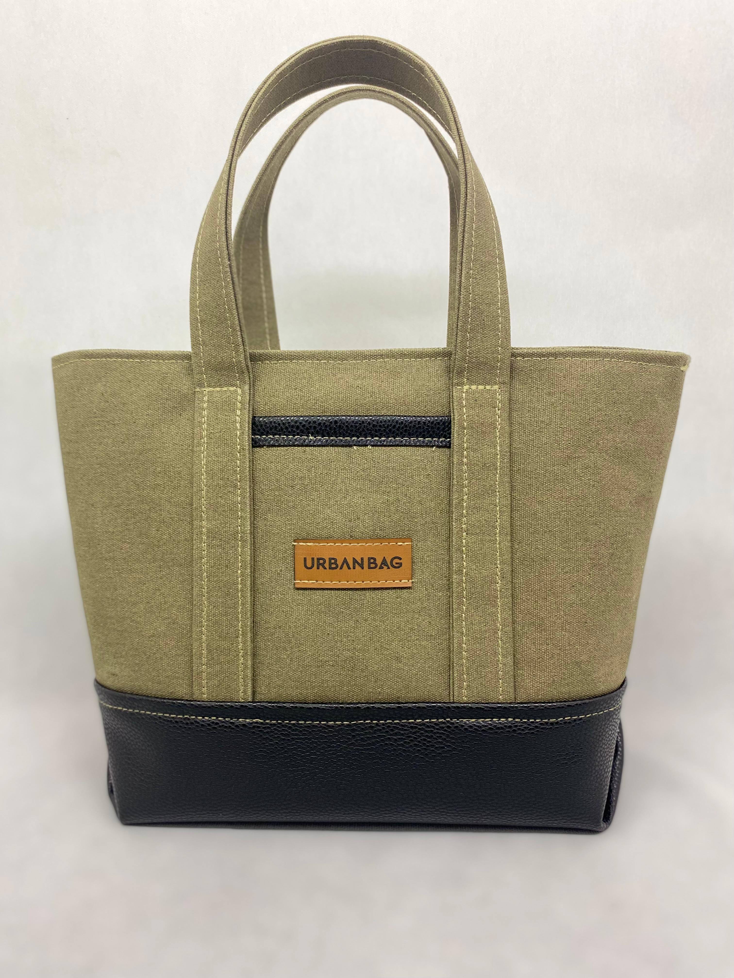 Haki Siyah Deri Kol Çantası