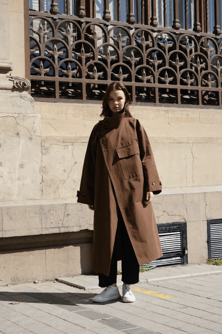 0019 Tek cep stil trençh