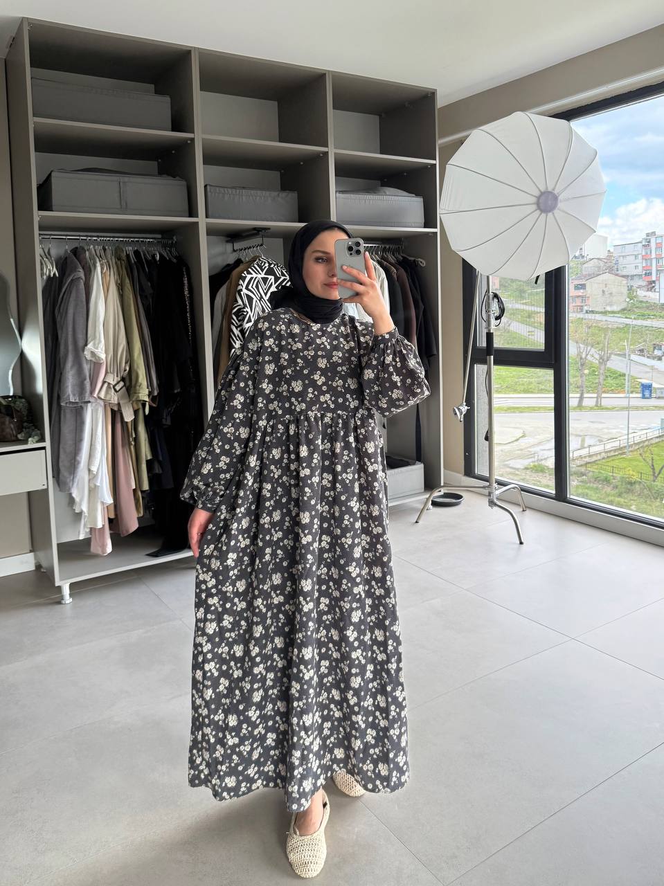 0092 Çıtır desen elbise