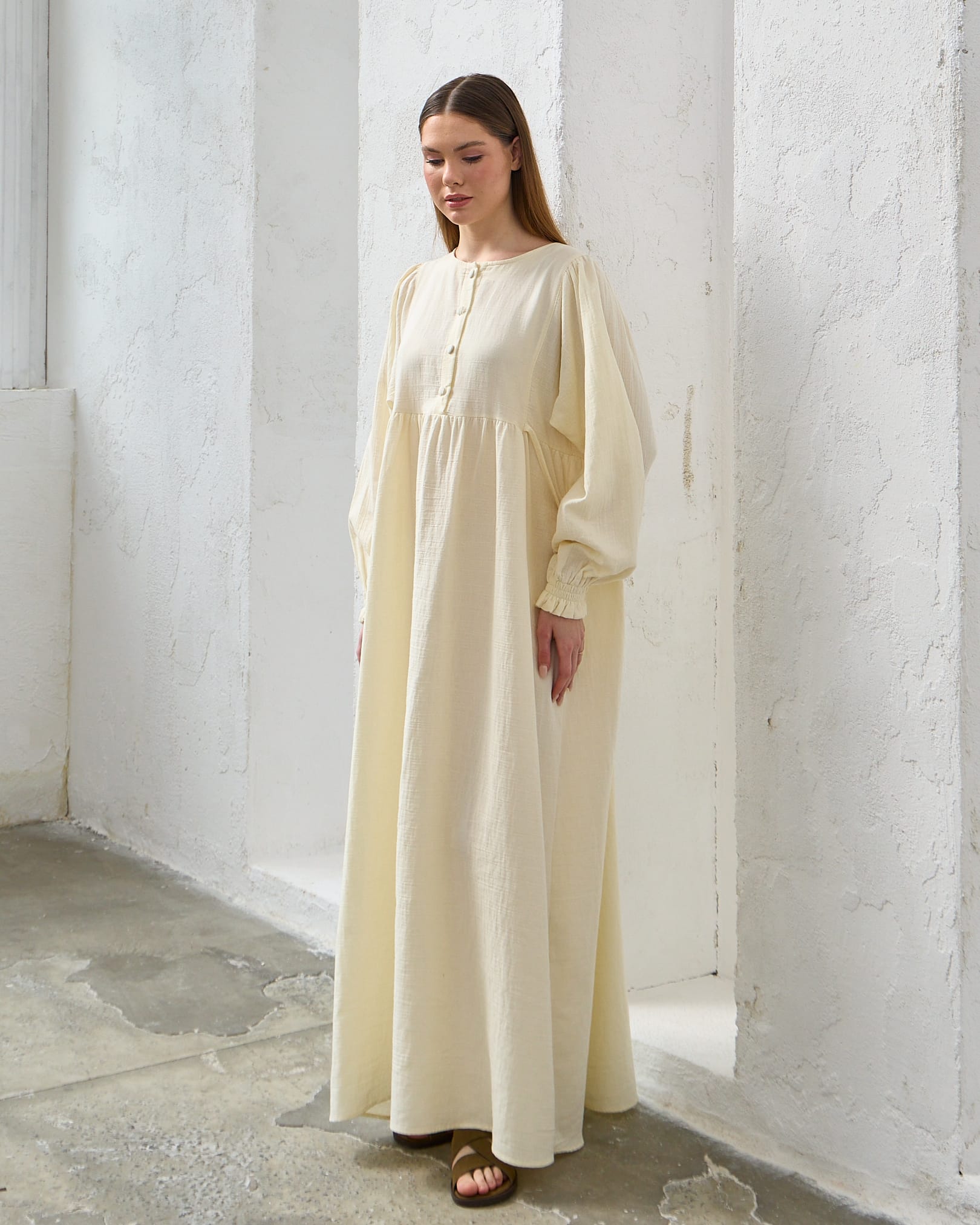 0078 Müslin Belden Bağlamalı Elbise