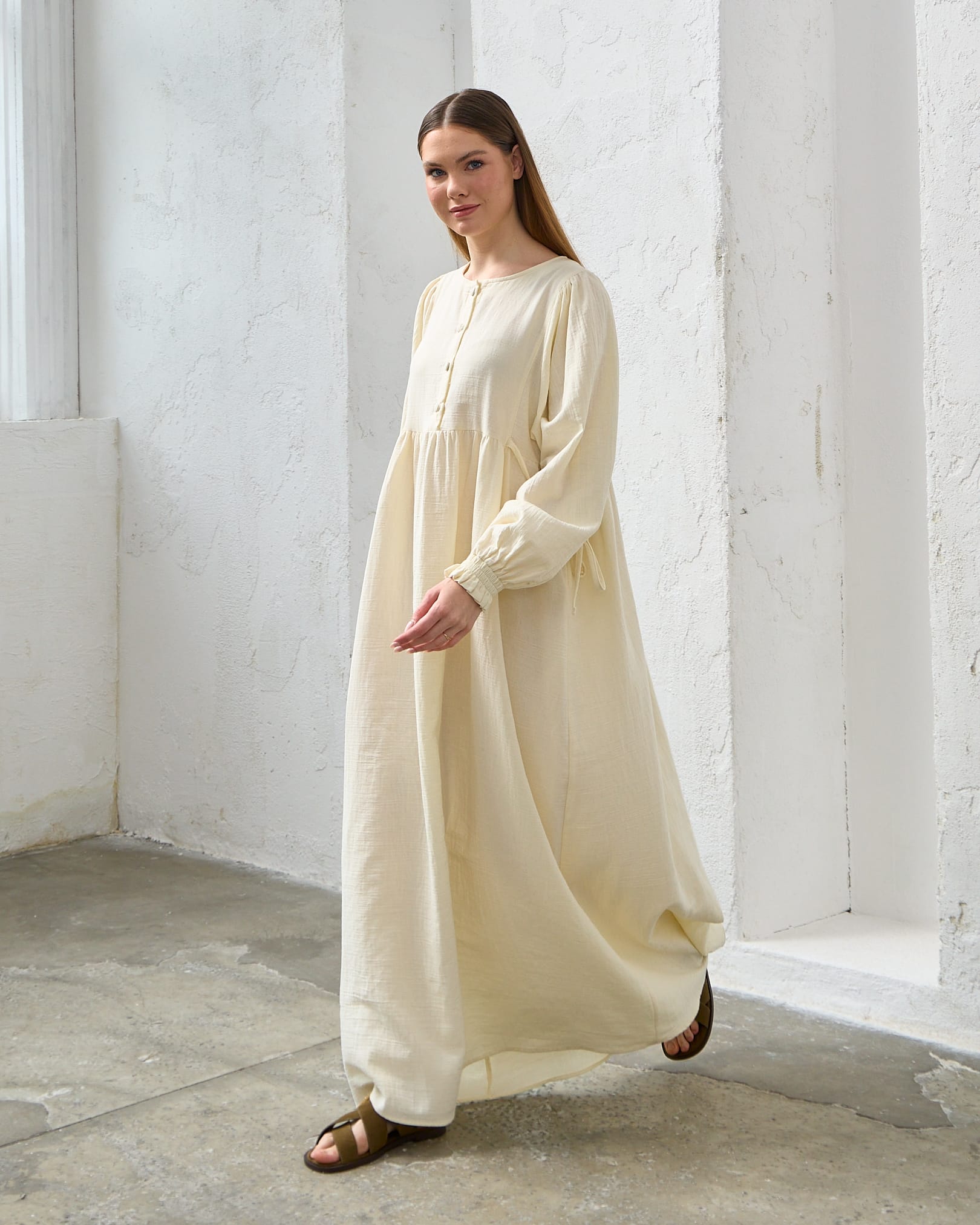 0078 Müslin Belden Bağlamalı Elbise